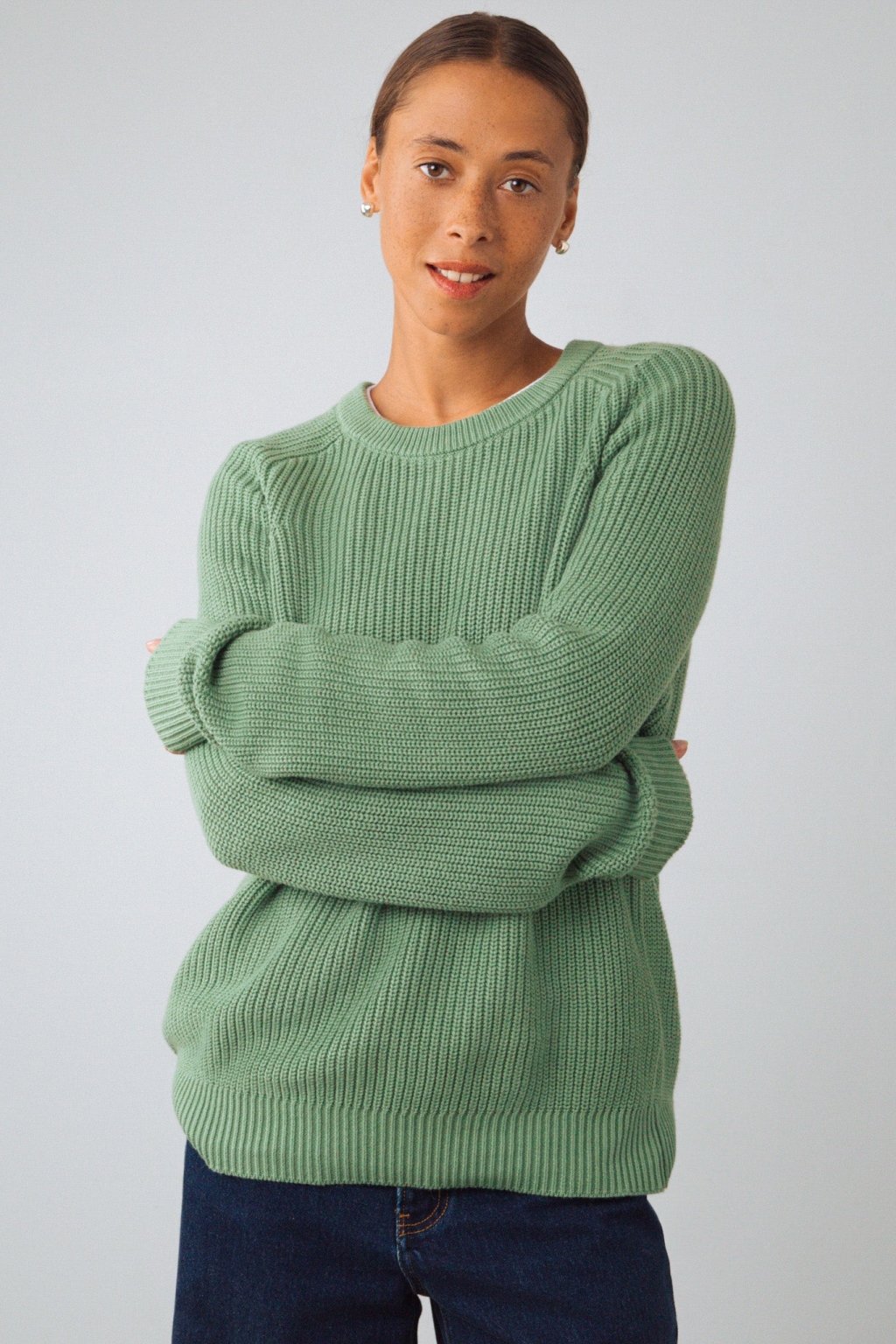 Honest Basics womens vegan Jumper Heavy Knit Sage