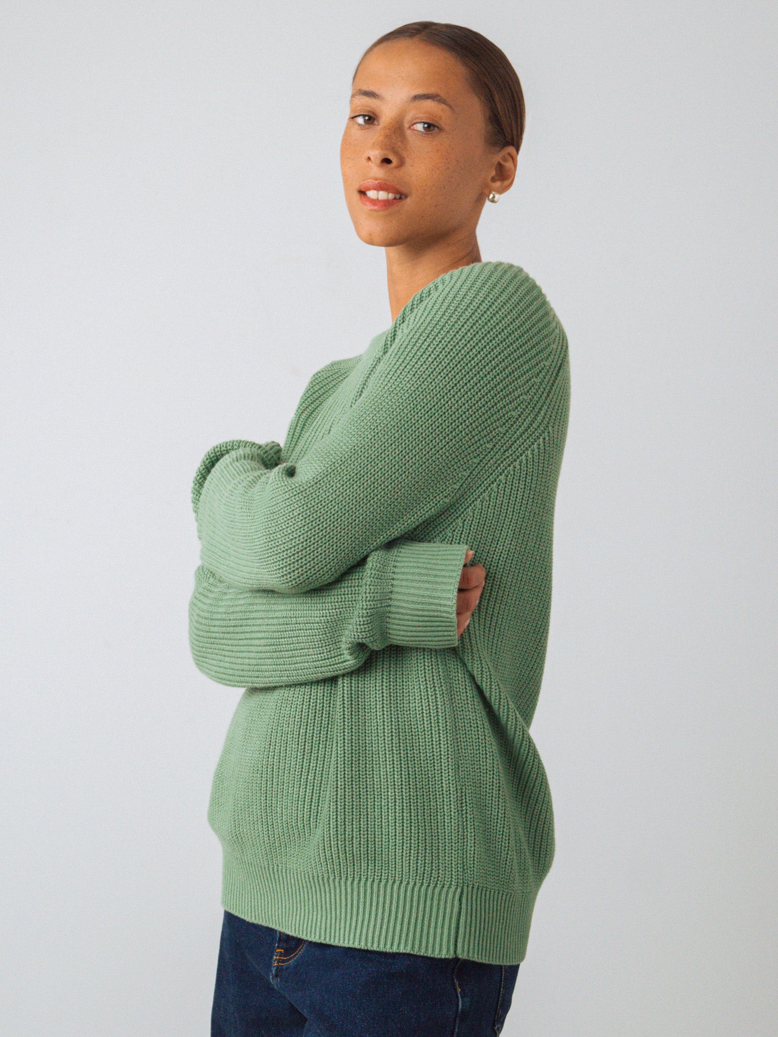 Honest Basics womens vegan Jumper Heavy Knit Sage