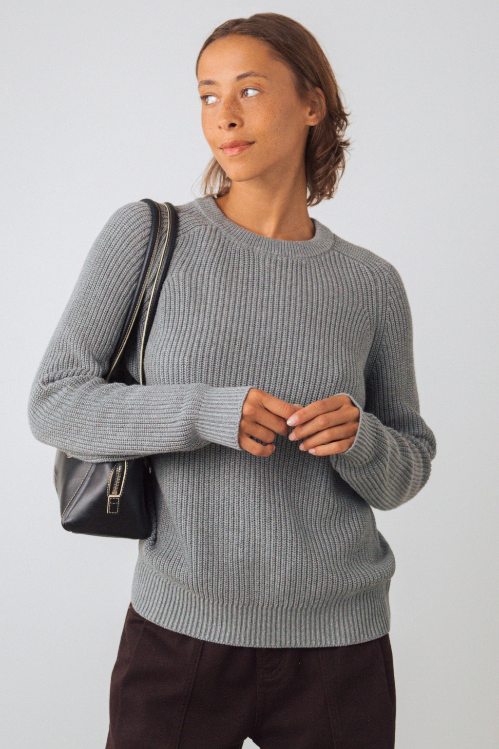 Honest Basics womens vegan Jumper Heavy Knit Grey