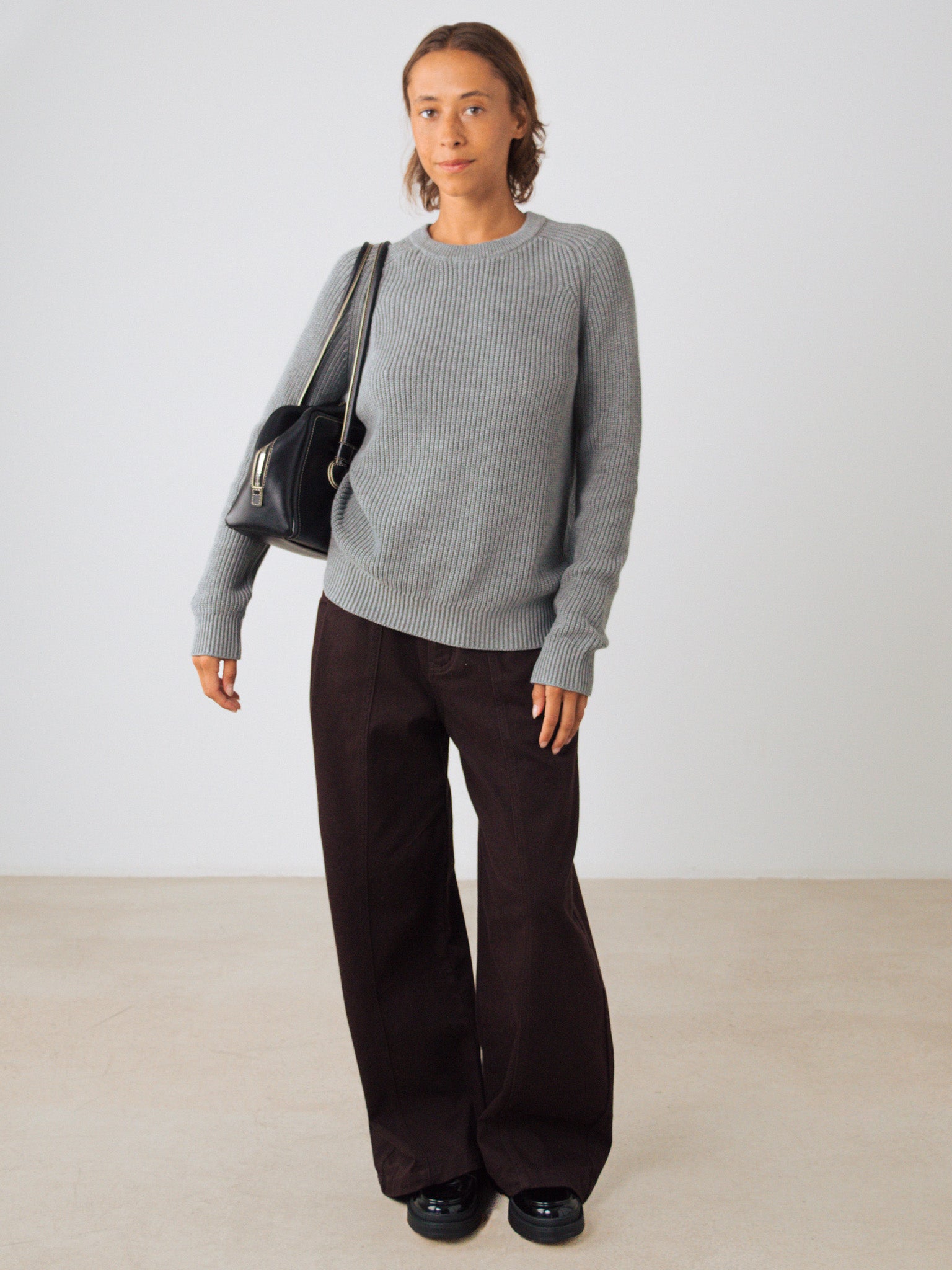 Honest Basics womens vegan Jumper Heavy Knit Grey