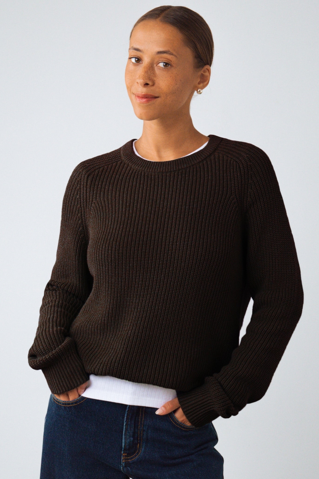 Honest Basics womens vegan Jumper Heavy Knit Peat