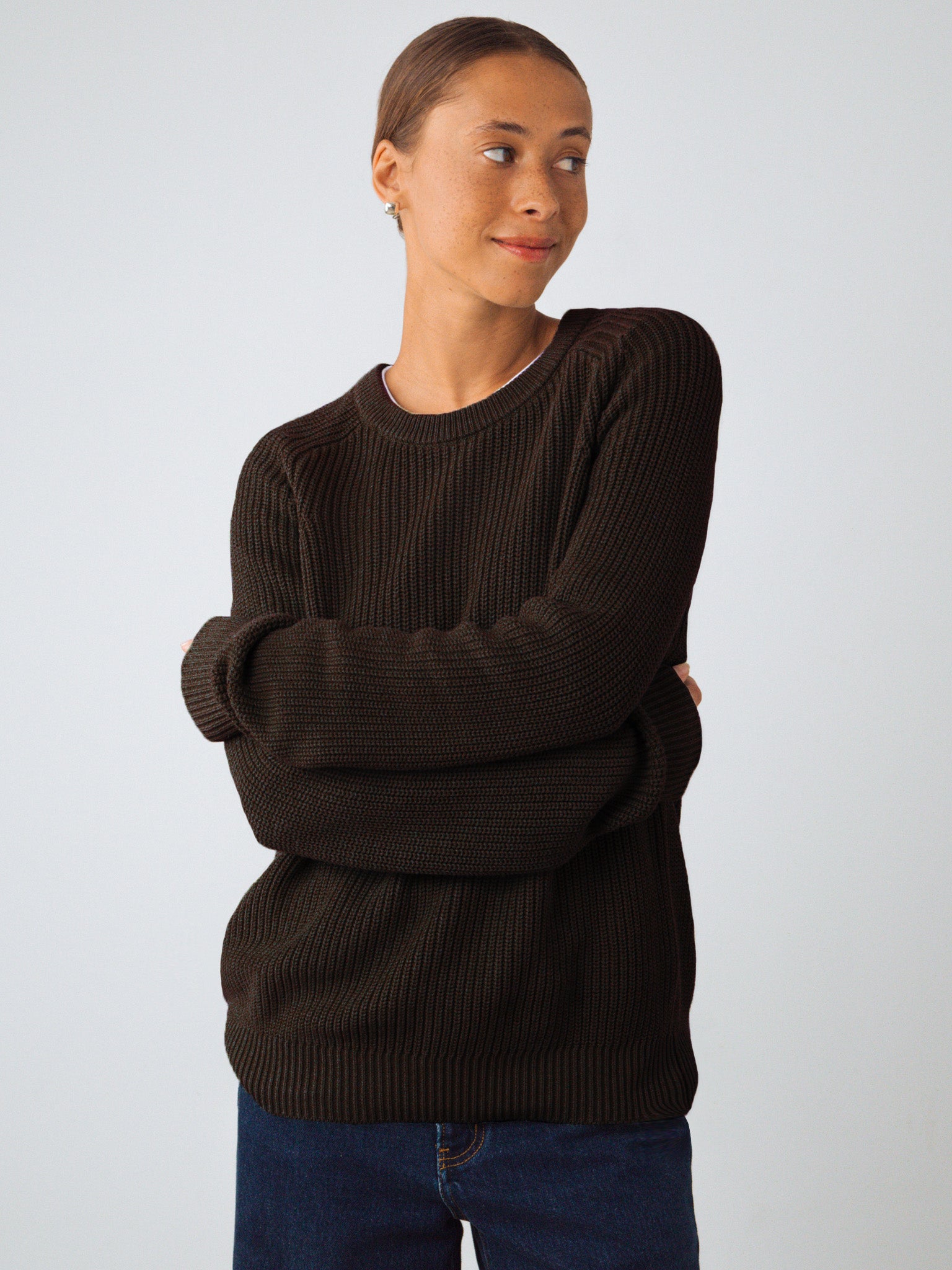 Honest Basics womens vegan Jumper Heavy Knit Peat