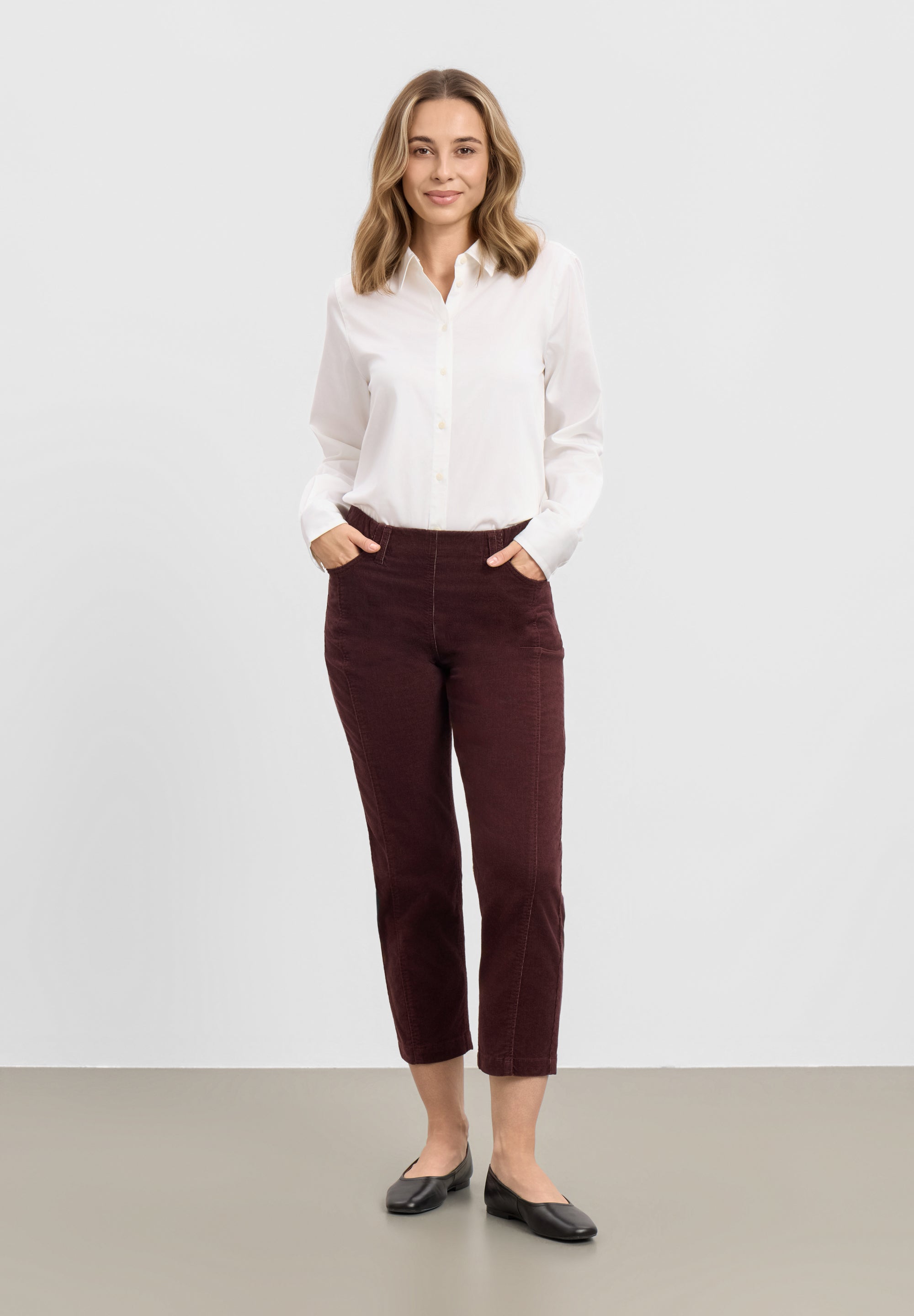 LAURIE womens vegan Pants Piper Pure Regular Corduroy Cropped Dark Plum