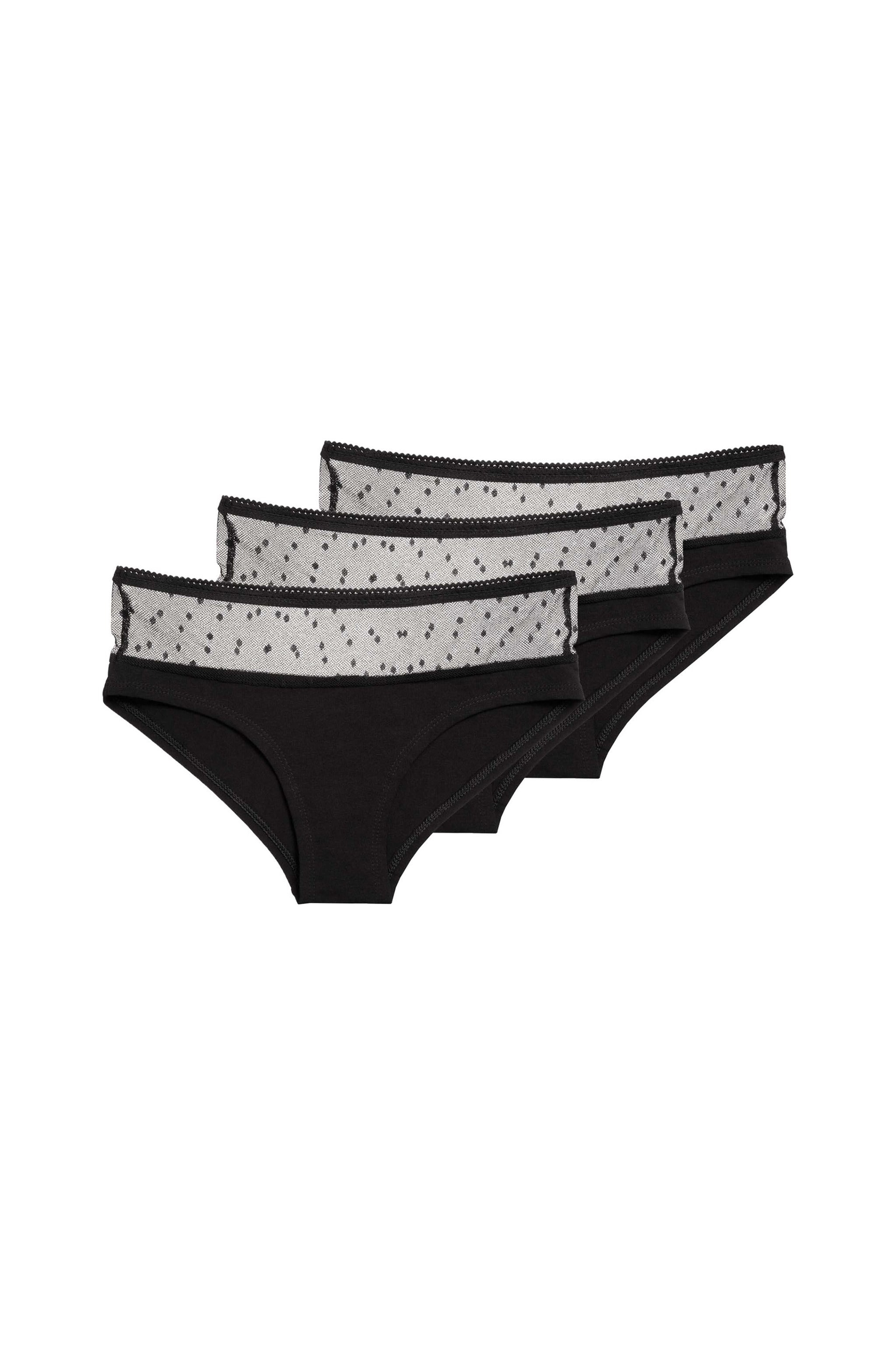 ThokkThokk womens vegan Multipack 3x Briefs Netlace Black