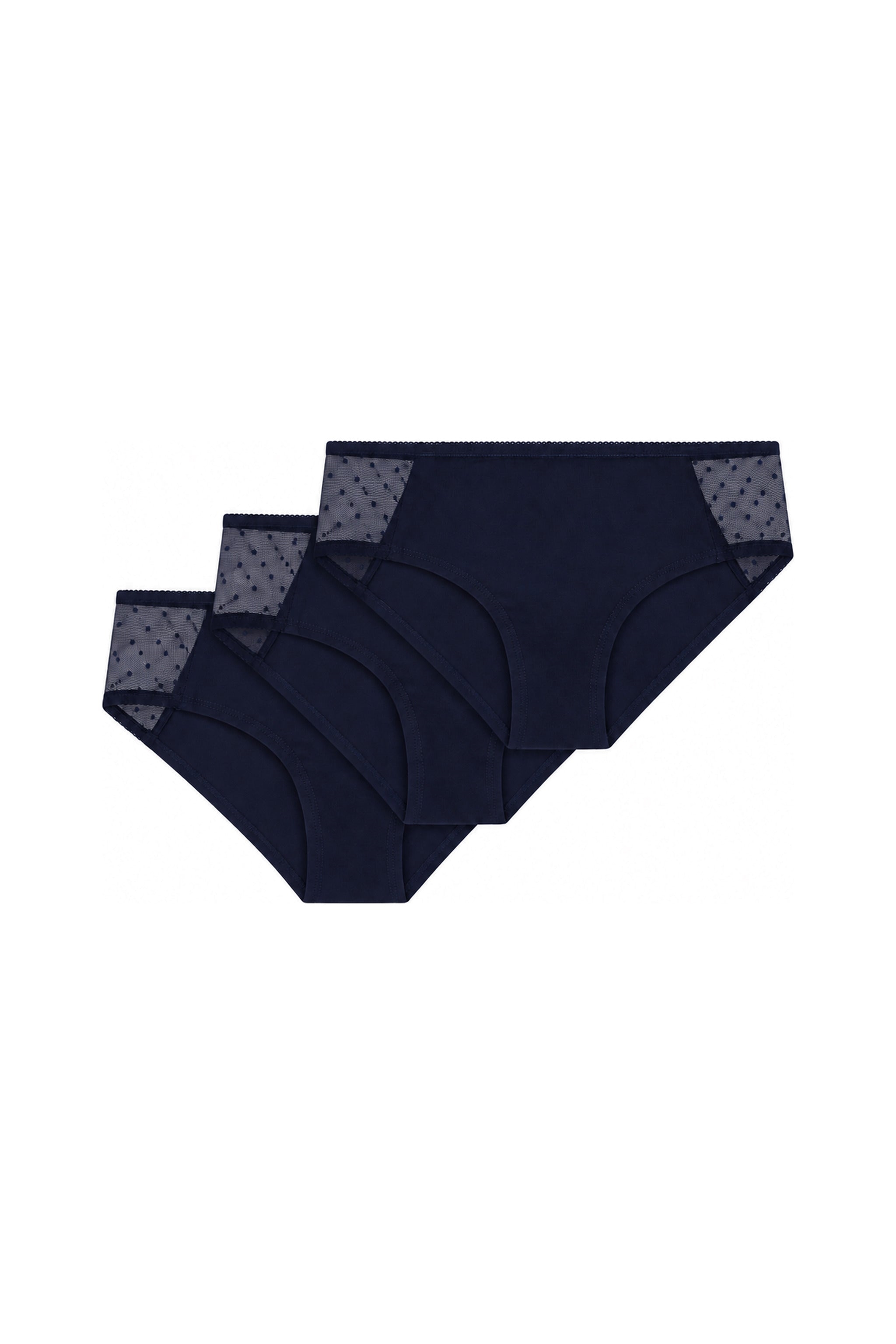 ThokkThokk womens vegan Multipack 3x Briefs Side Netlace Midnight