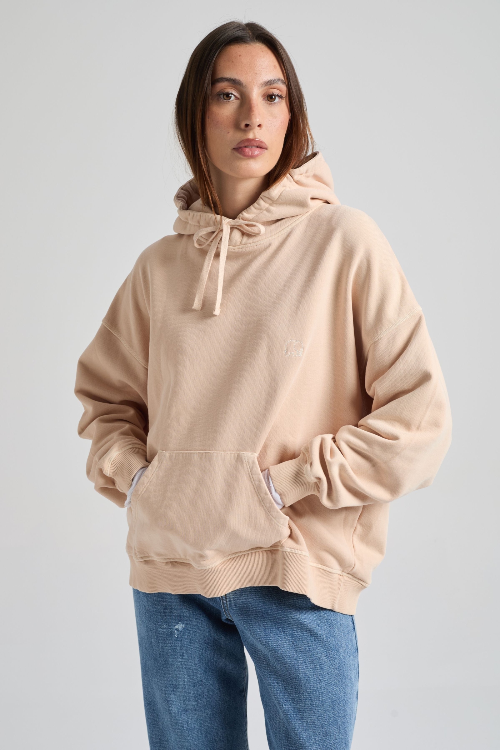 Trendsplant Damen vegan Hoodie Sunwashed Essential In Rauchgrau