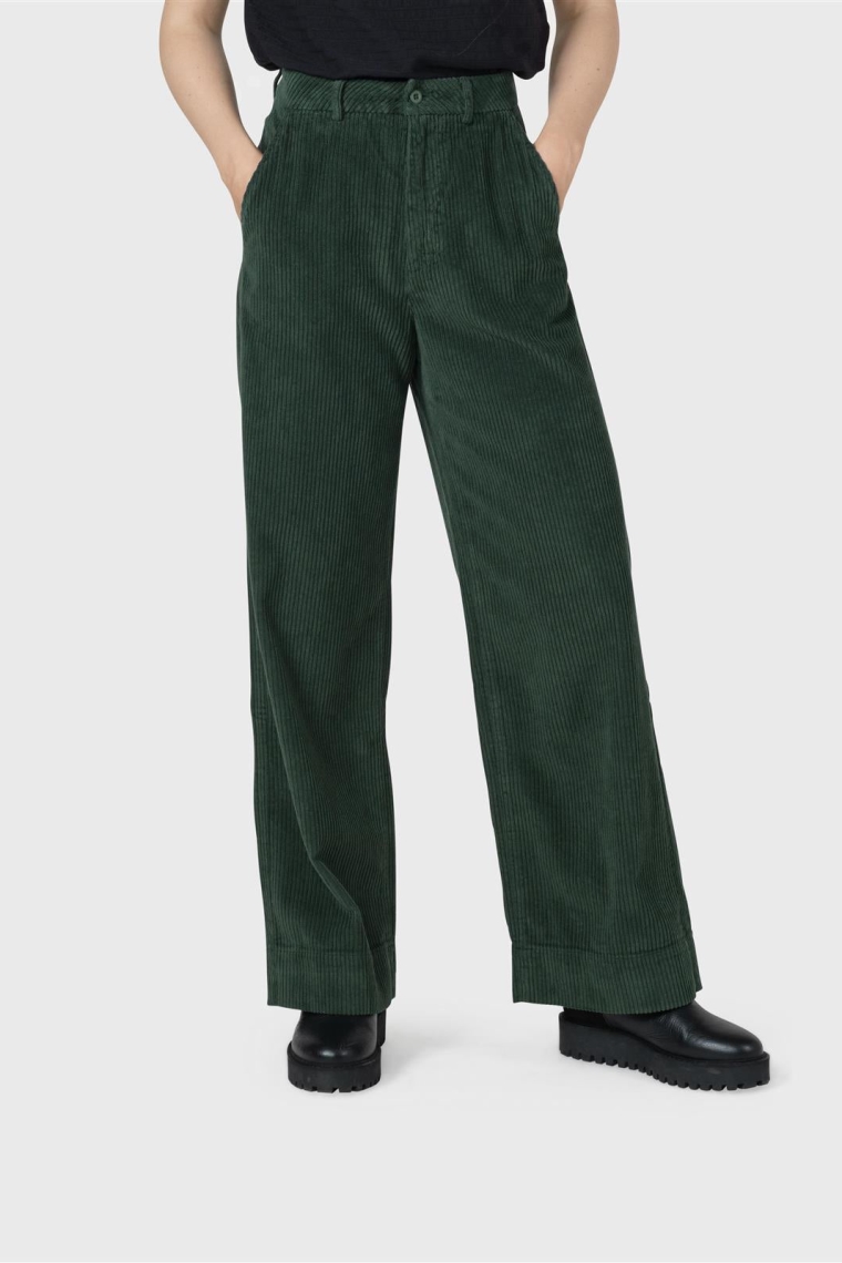 Klitm&Atilde;&cedil;ller Damen vegan Hose Mit Weitem Bein Aus Cord Lydia Moosgr&Atilde;&frac14;n
