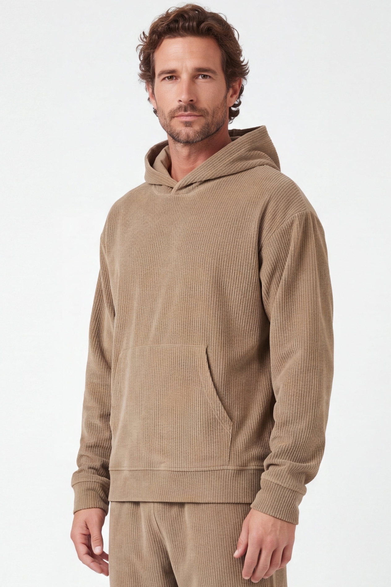 ORGANICATION Herren vegan Hoodie Aus Cord In Der Farbe Gravel