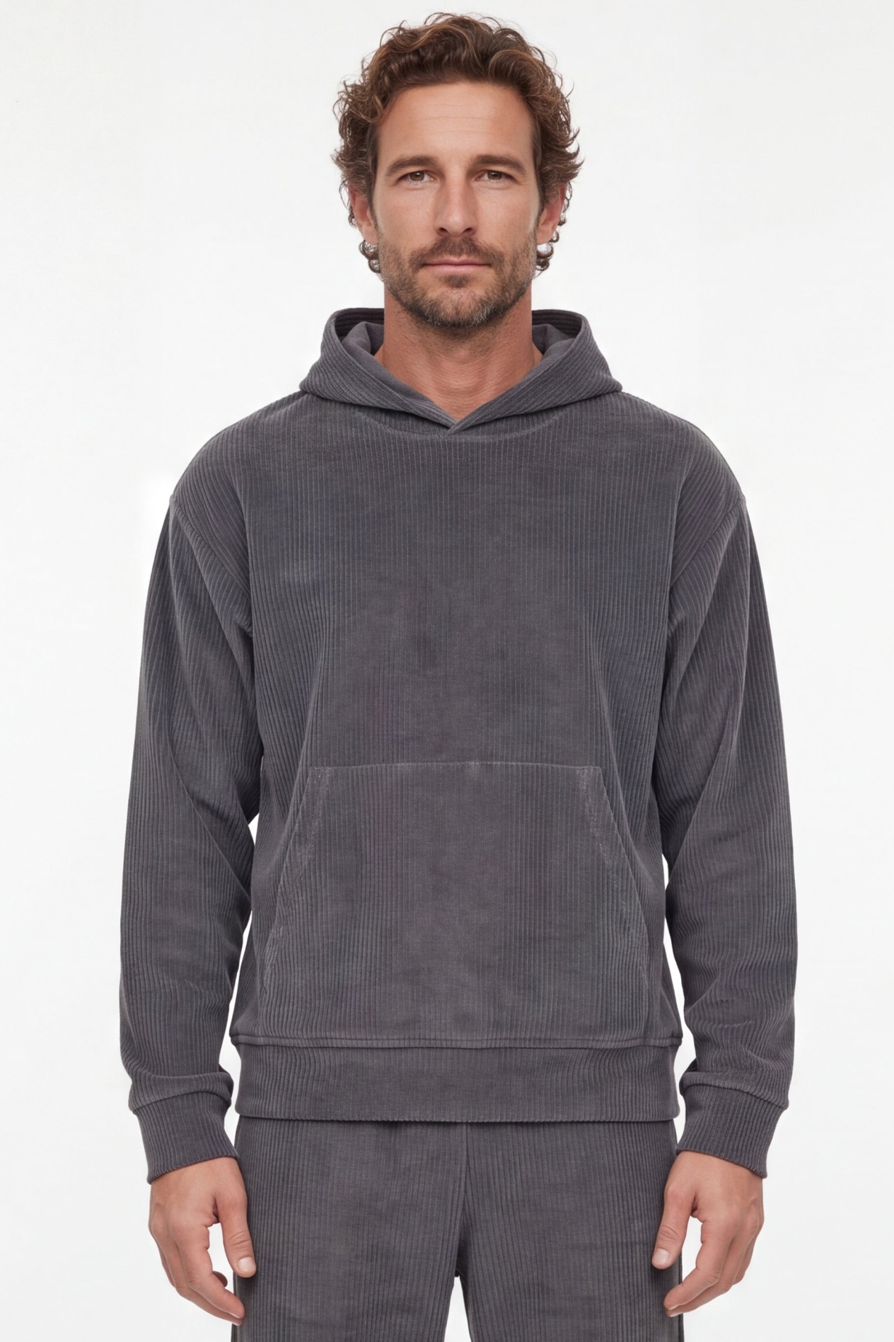 ORGANICATION Herren vegan Hoodie Aus Cord In Shadow Grey