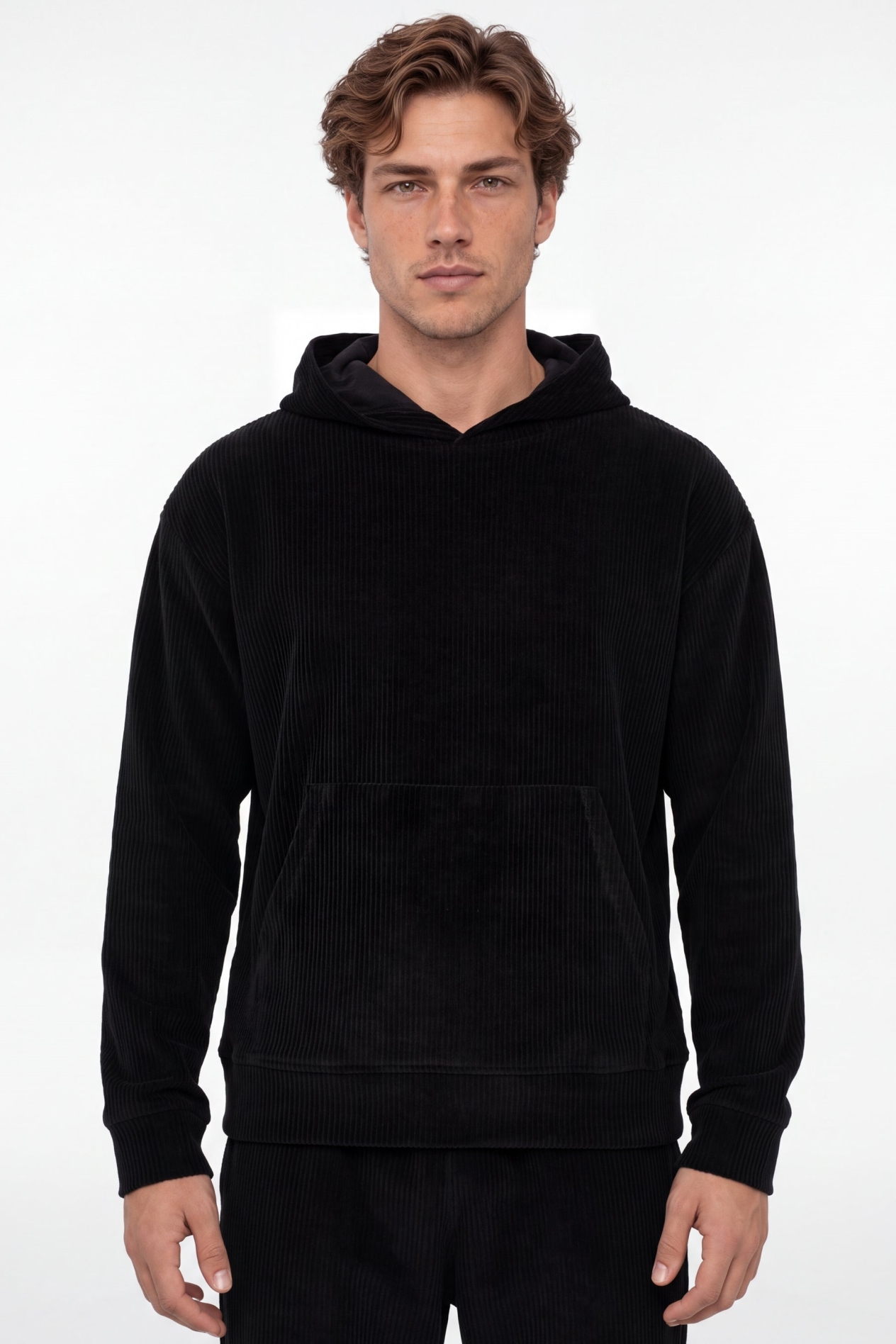 ORGANICATION Herren vegan Hoodie Aus Cord Schwarz