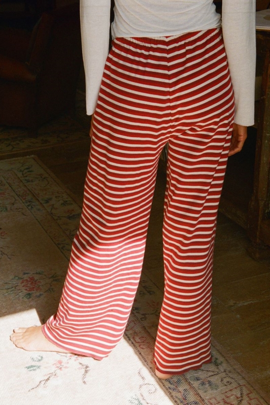 Nénés womens vegan Pants Eva Striped Red/ Beige