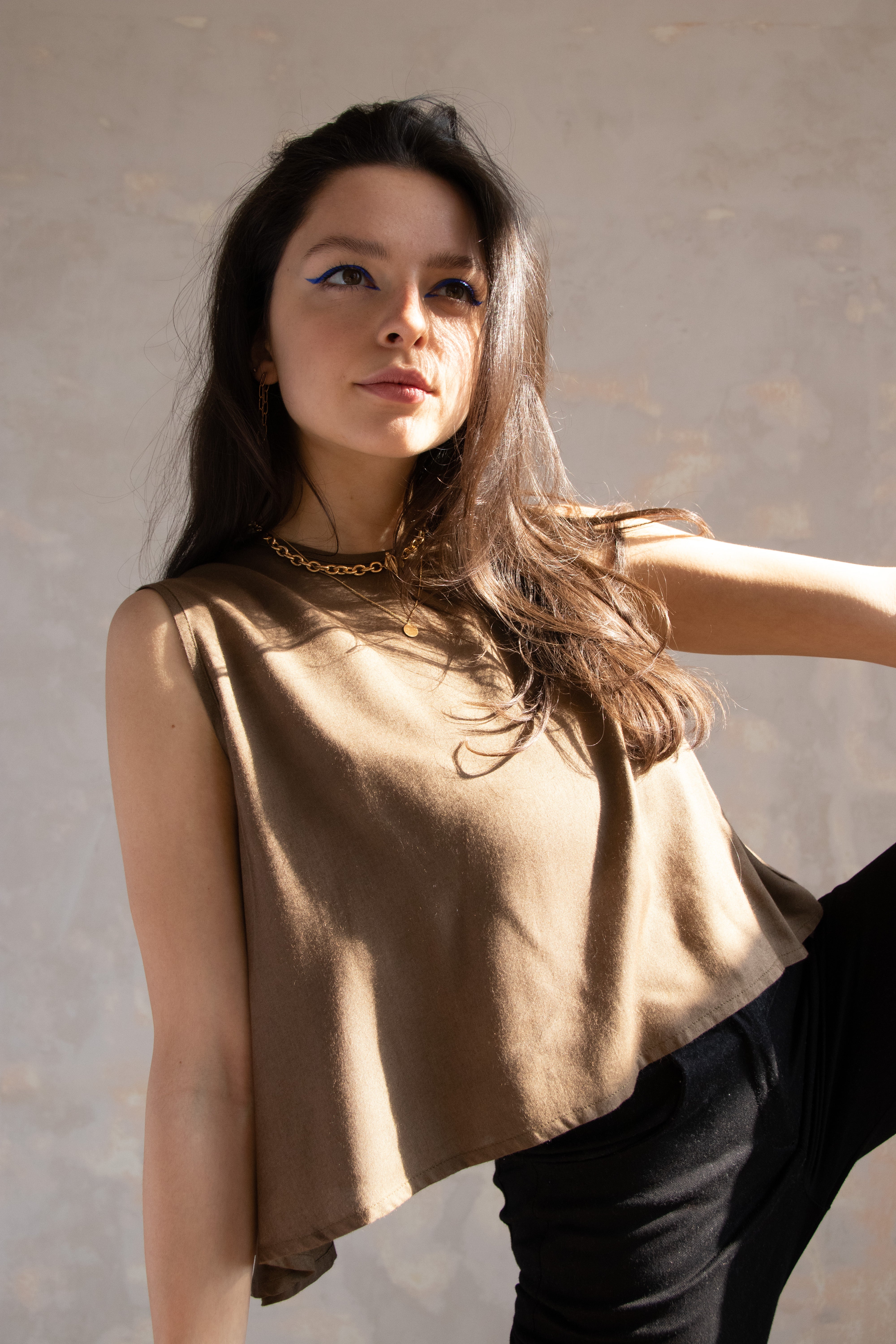 ÏMAIMA womens vegan Top Shani Swing Khaki