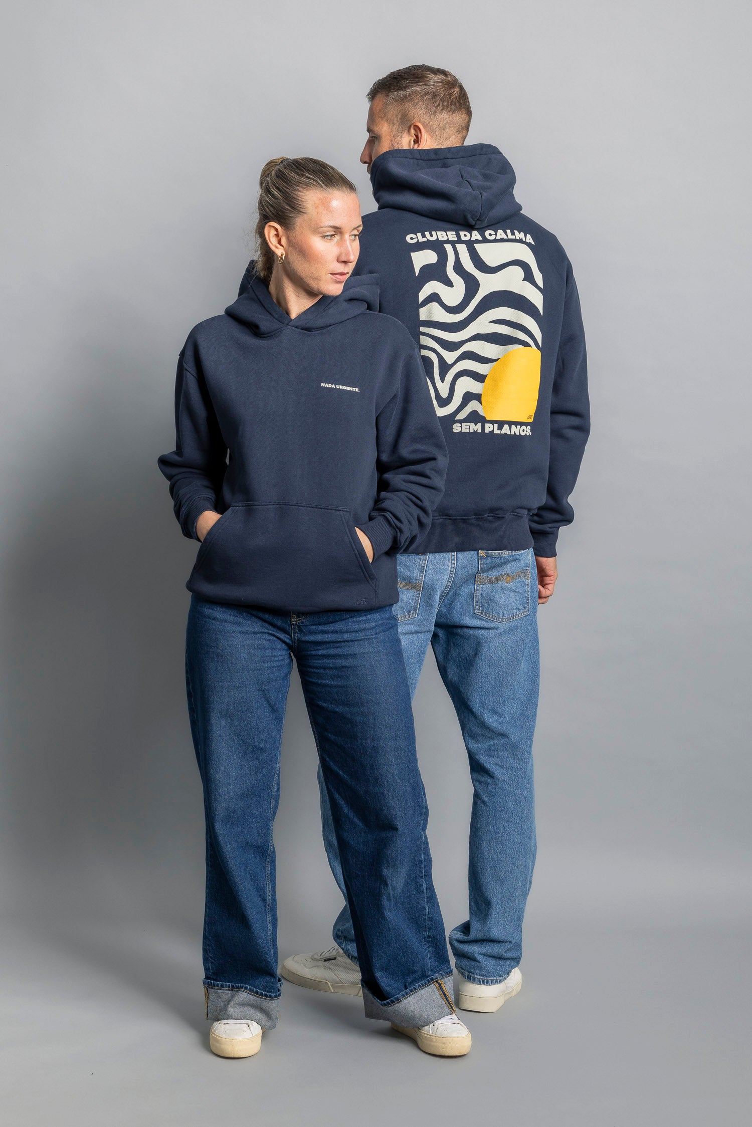 DIRTS womens vegan Hoodie Nada Urgente Navy