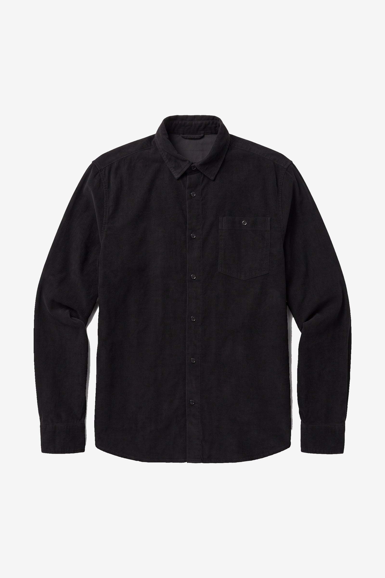 KnowledgeCotton Apparel Herren vegan Hemd Regular Passform Cord Schwarz Jet