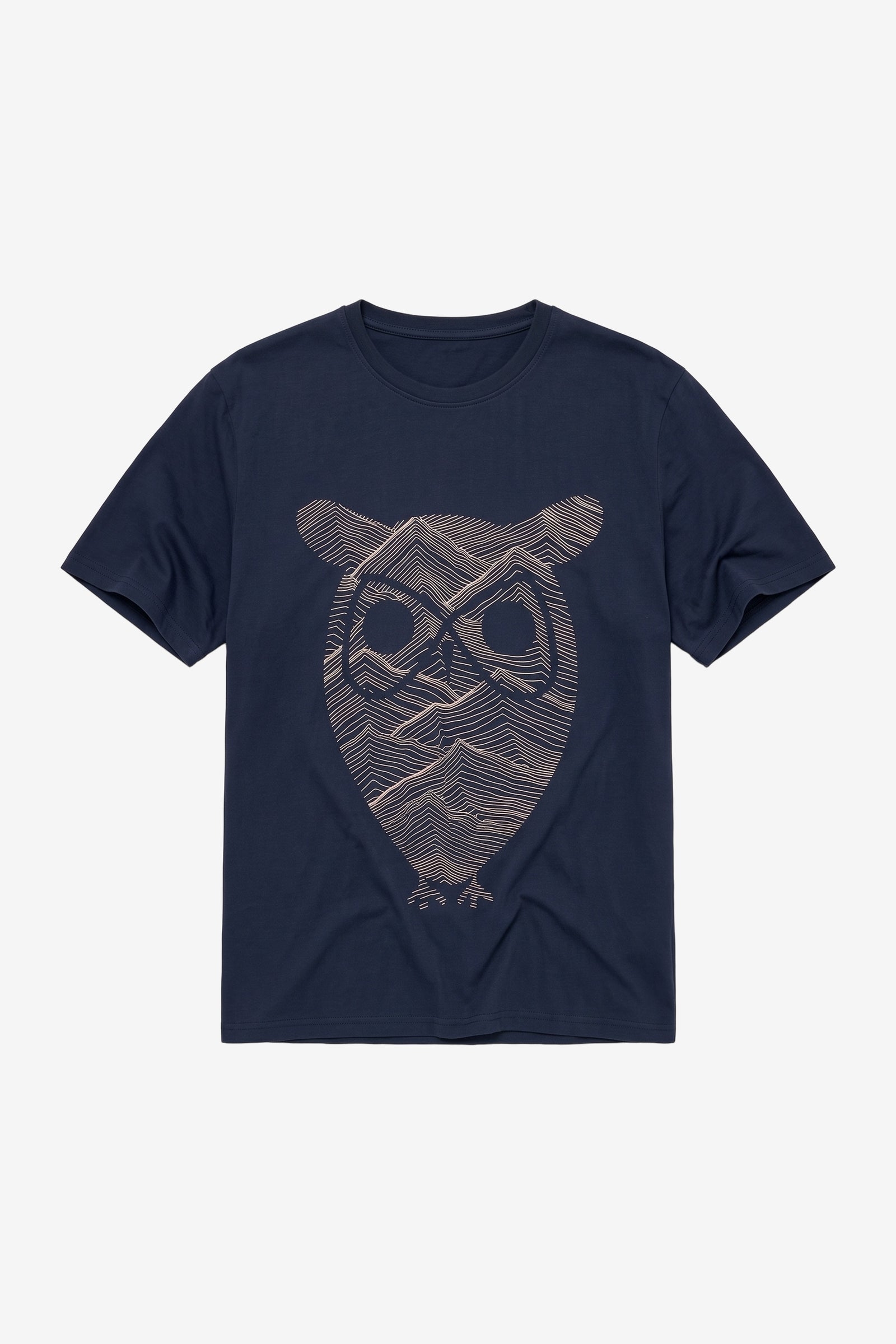 KnowledgeCotton Apparel men vegan T-Shirt Front Print Night Sky Blue