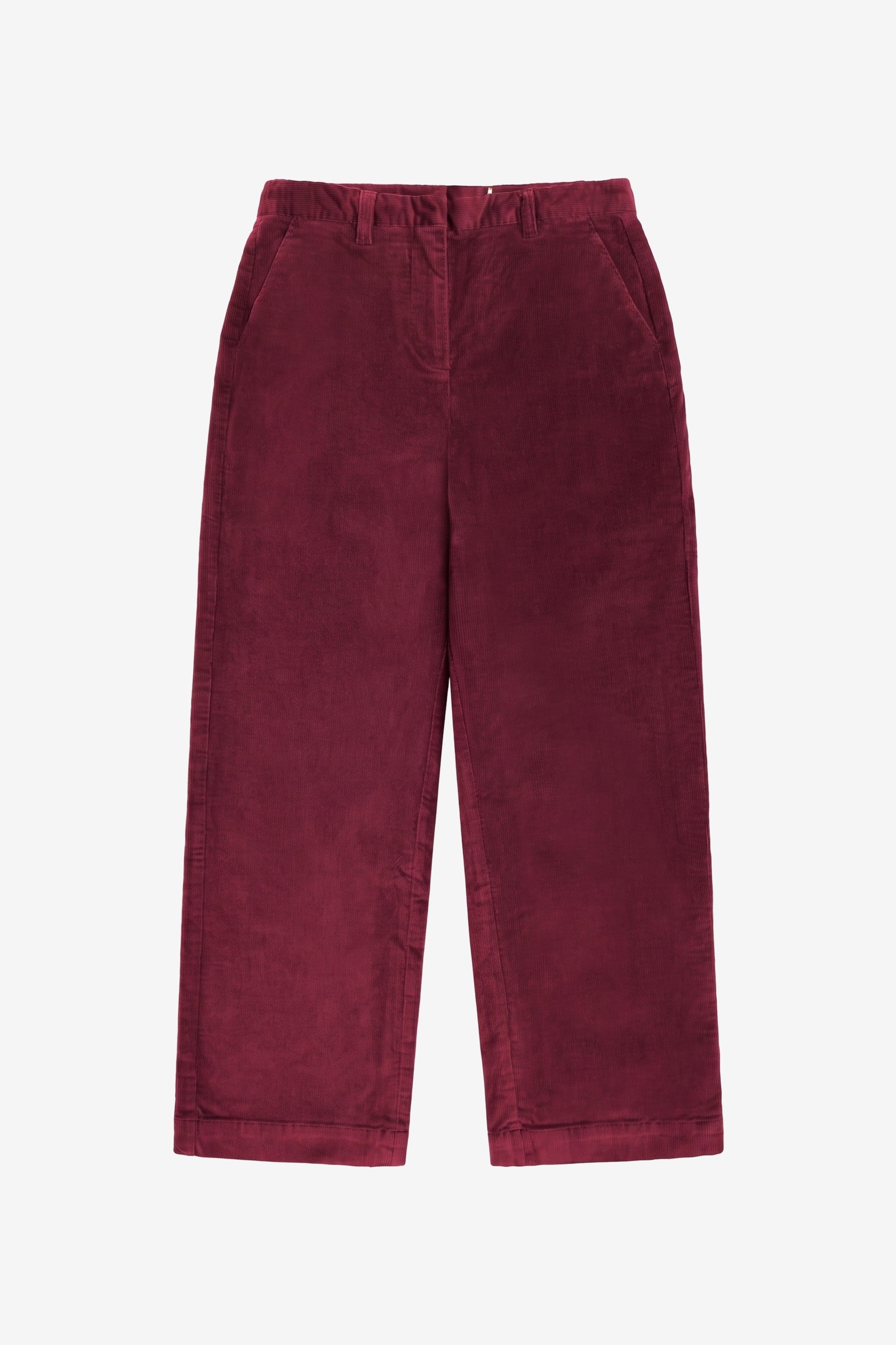 KnowledgeCotton Apparel Damen vegan Hose Bora Weit Cord Burgund