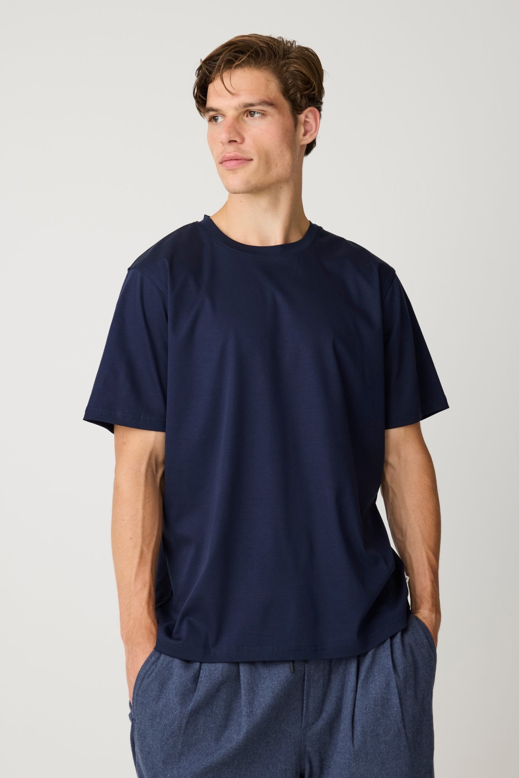 KnowledgeCotton Apparel Herren vegan T-Shirt Merzerisiert Nachthimmelblau