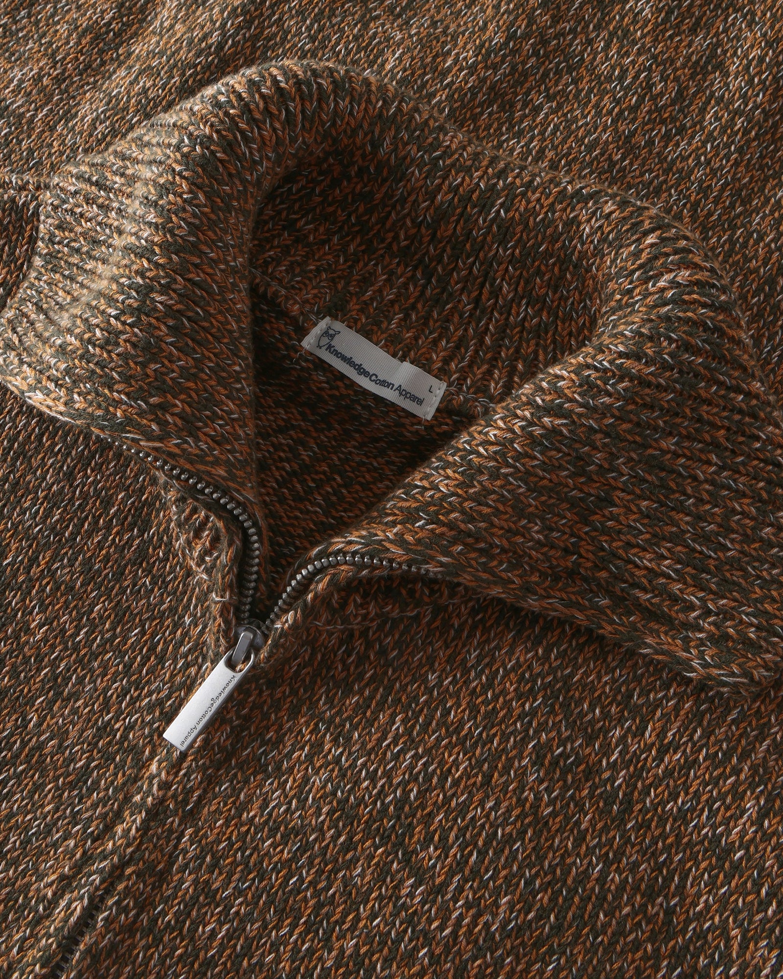 KnowledgeCotton Apparel men vegan Sweater Quarter Zip Green Multi