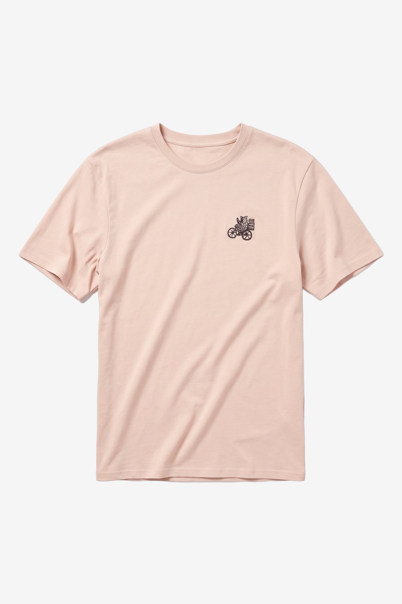 KnowledgeCotton Apparel Herren vegan T-Shirt Brustlogo Stickerei Hellgrau Feder