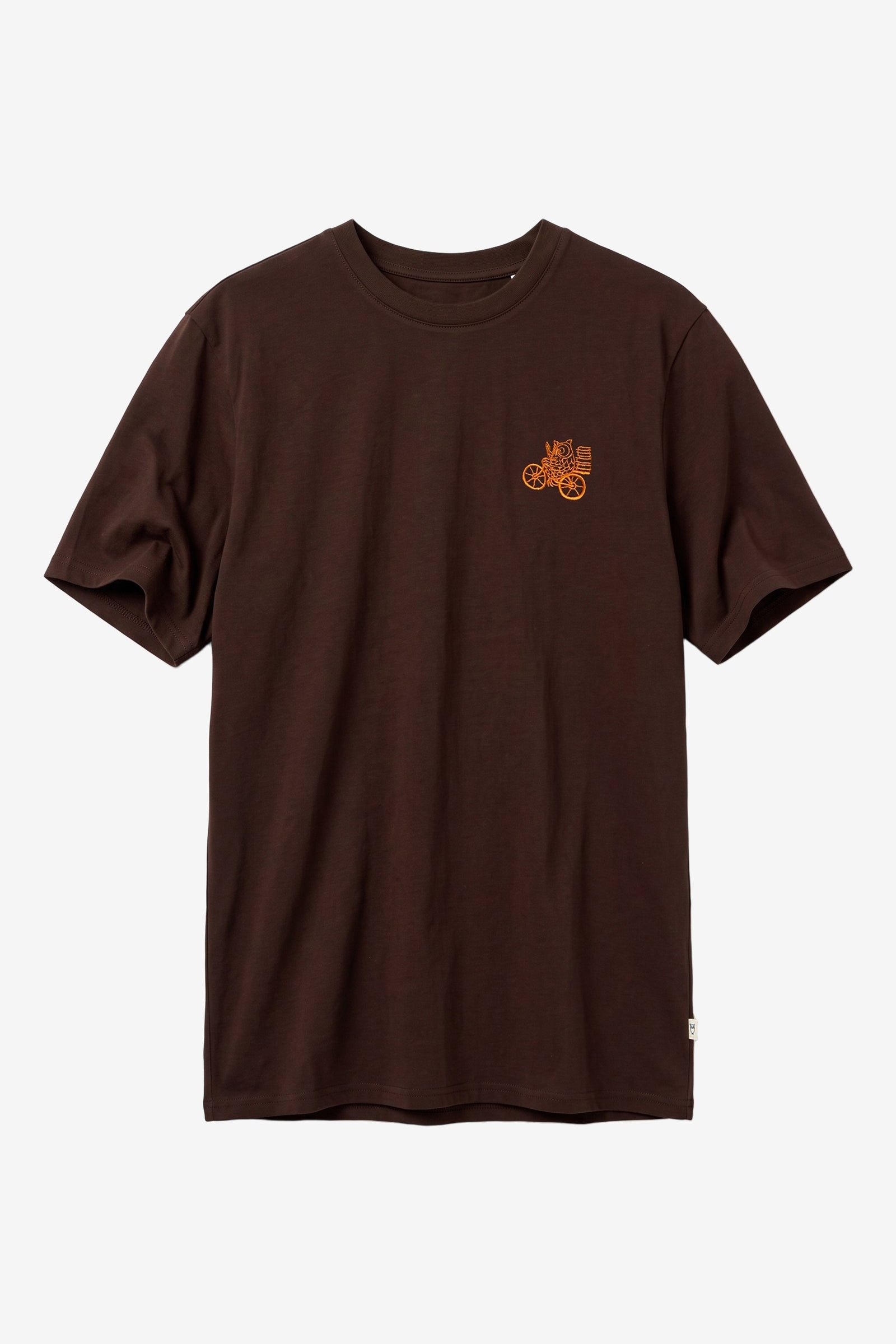 KnowledgeCotton Apparel Herren vegan T-Shirt Brustbestickung Chocolate Torte Braun