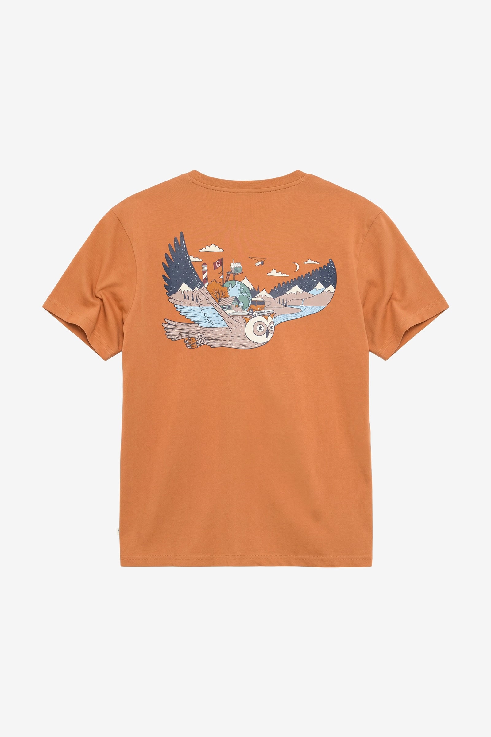KnowledgeCotton Apparel Herren vegan T-Shirt Mit L&Atilde;&para;wen Aufdruck Auf Der R&Atilde;&frac14;ckseite, Braun