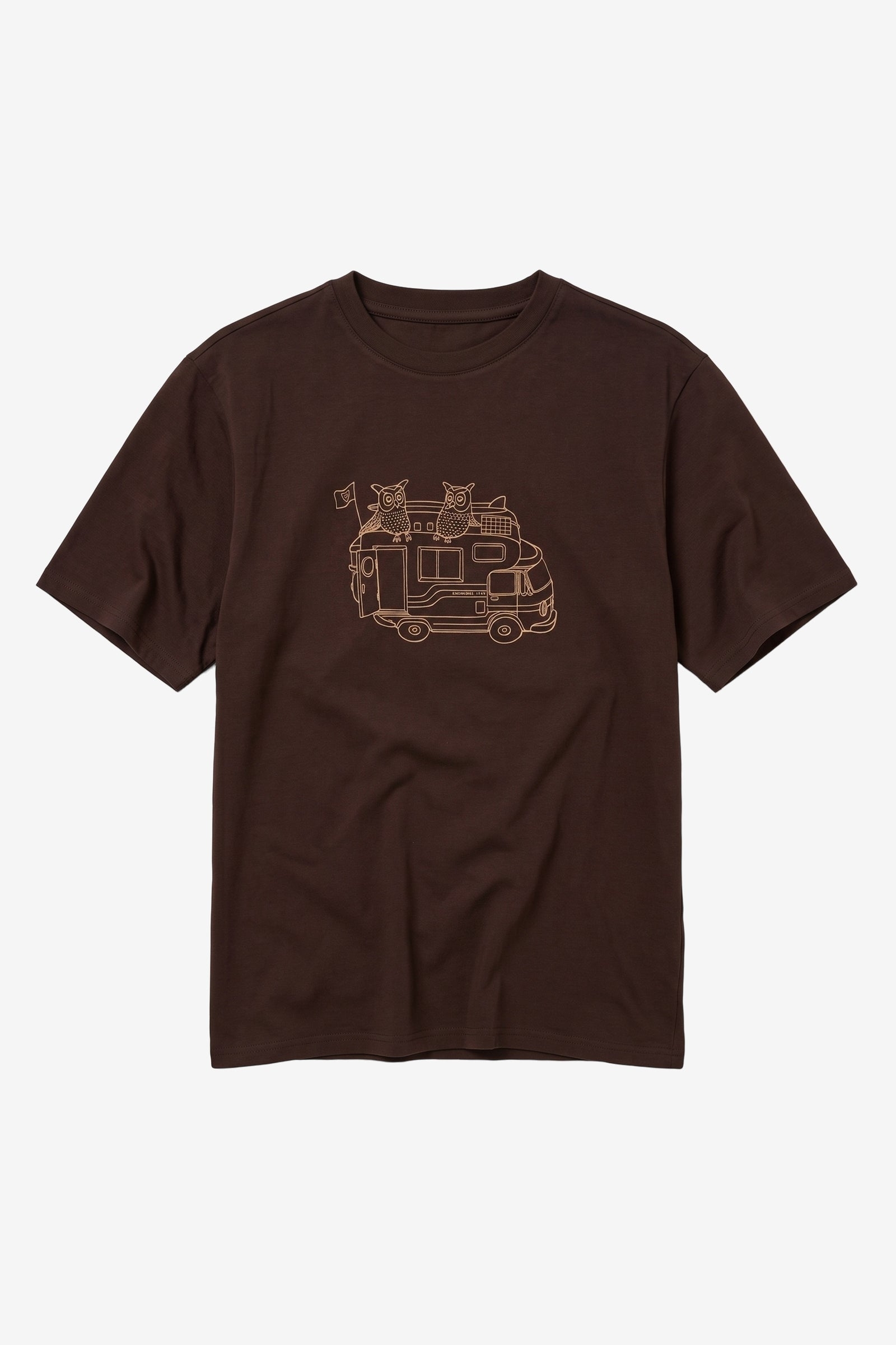 KnowledgeCotton Apparel Herren vegan T-Shirt Frontprint Chocolate Torte Braun