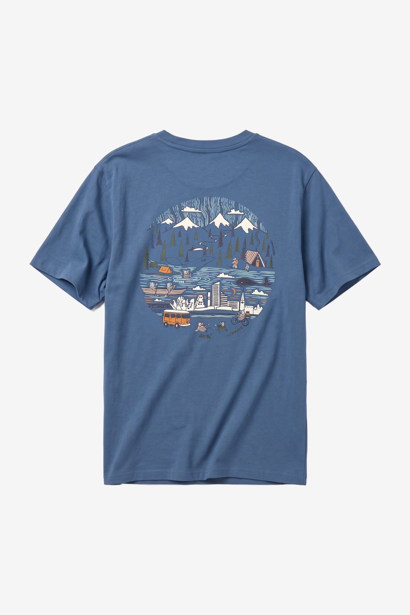 KnowledgeCotton Apparel Herren vegan T-Shirt Back Print Vintage Indigo