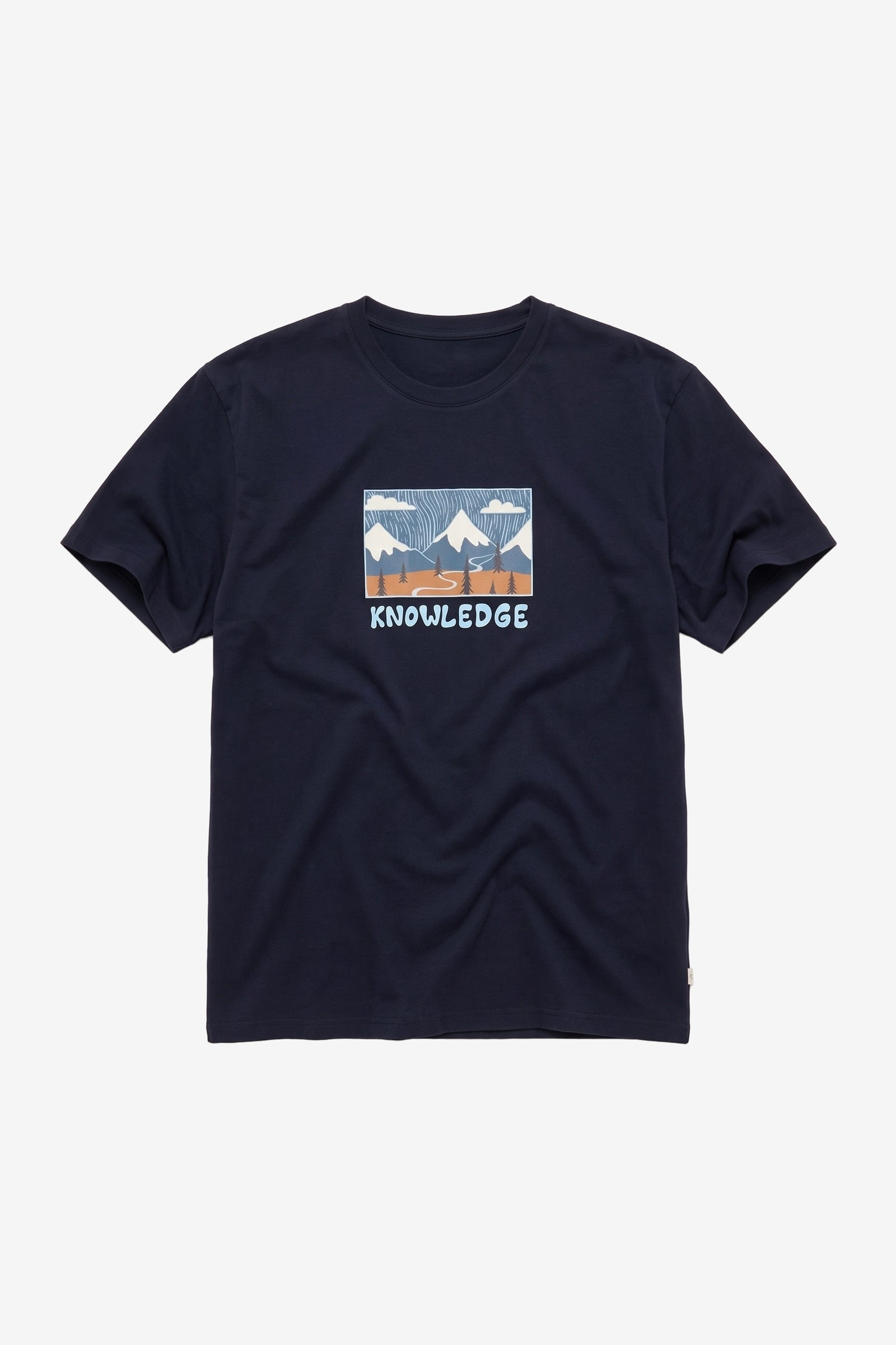 KnowledgeCotton Apparel Herren vegan T-Shirt Mit Aufdruck Auf Der Vorderseite Nacht Himmel Blau