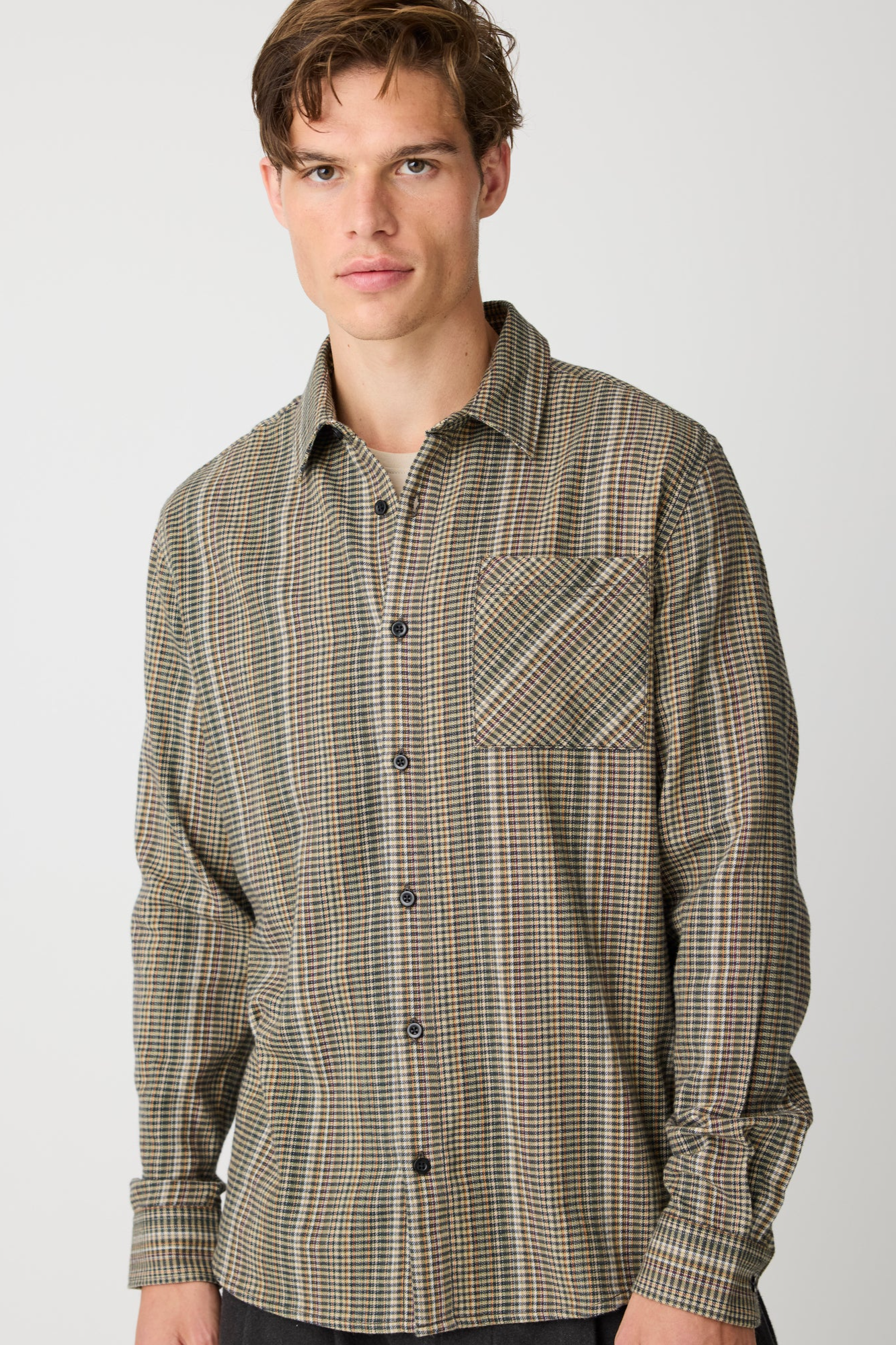 KnowledgeCotton Apparel Herren vegan Hemd Dune Regular Karo Mehrfarbig Kariert
