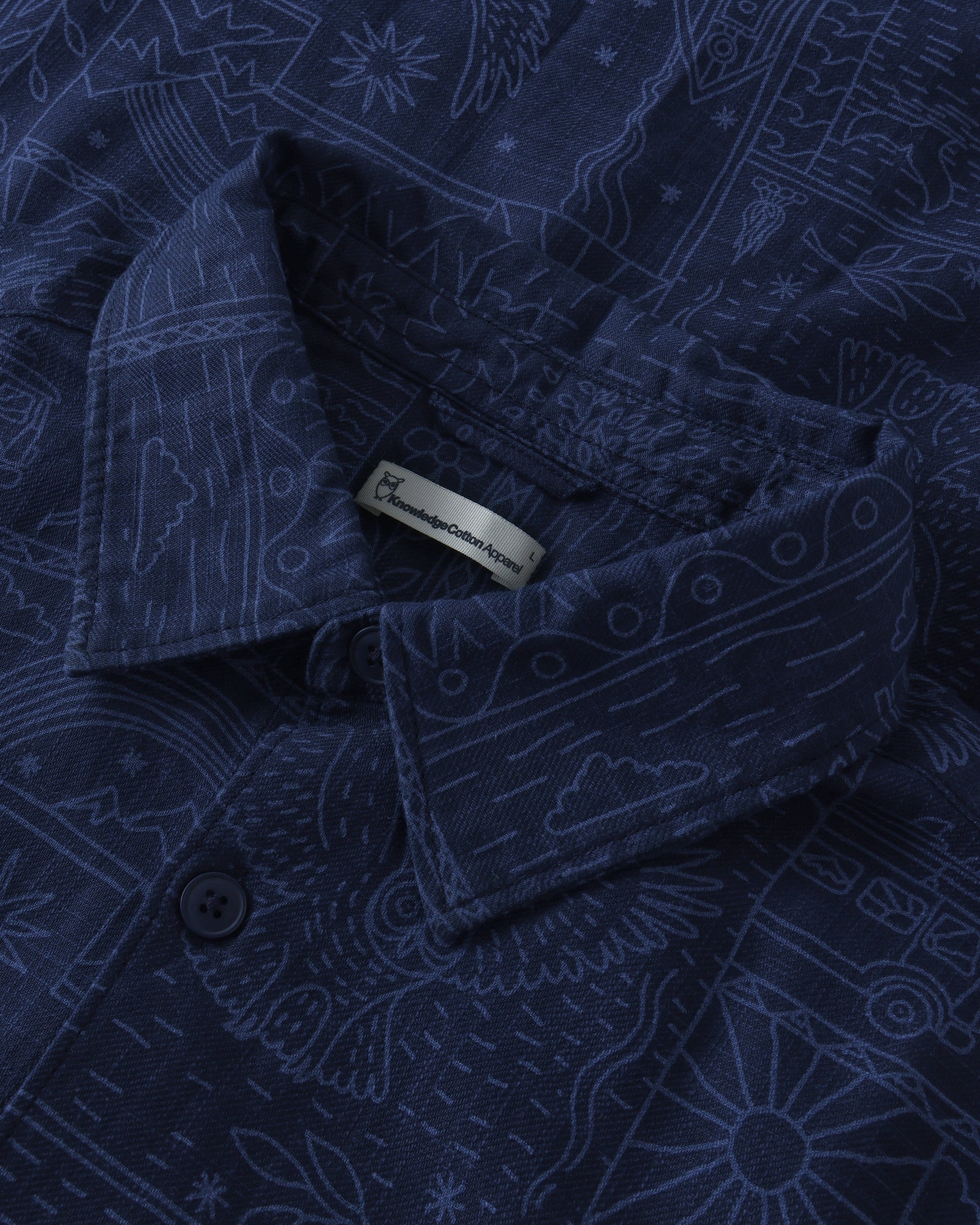 KnowledgeCotton Apparel men vegan Shirt Sleet Comfort Print Blue