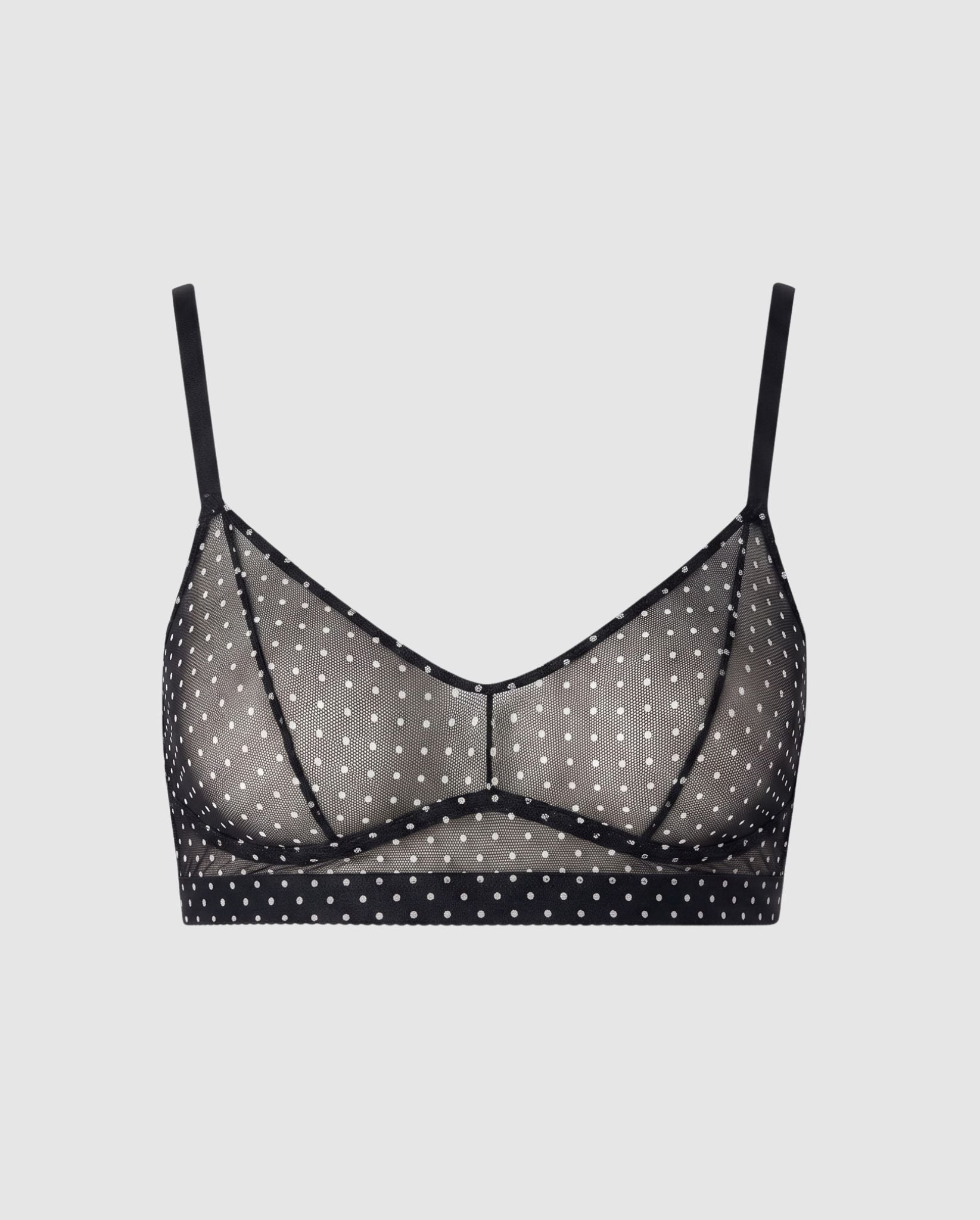 Understatement womens vegan Bralette Mesh Balconette Black White