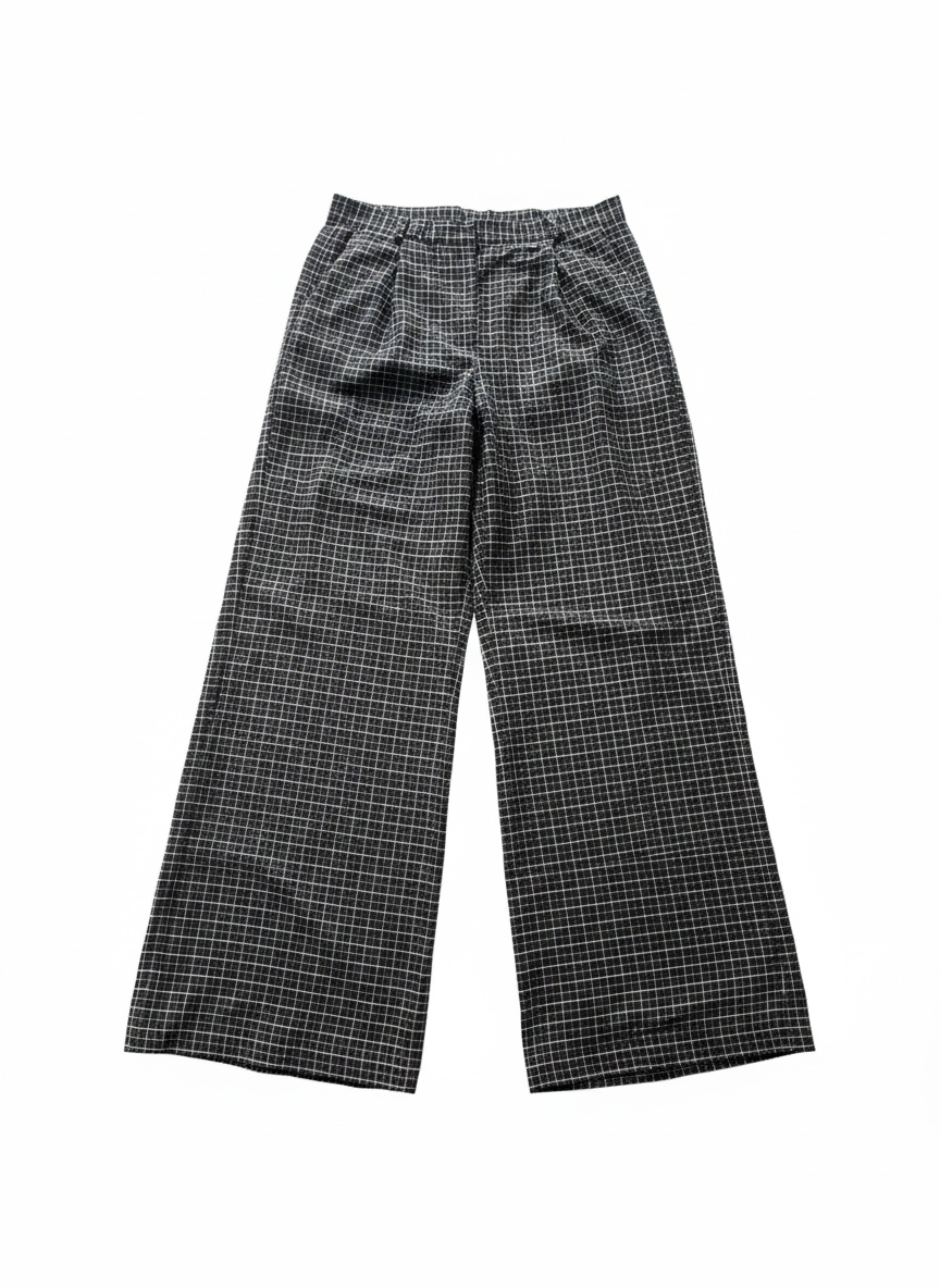WiDDA womens vegan Pants Marlene Cano Minicheck Flannel Black