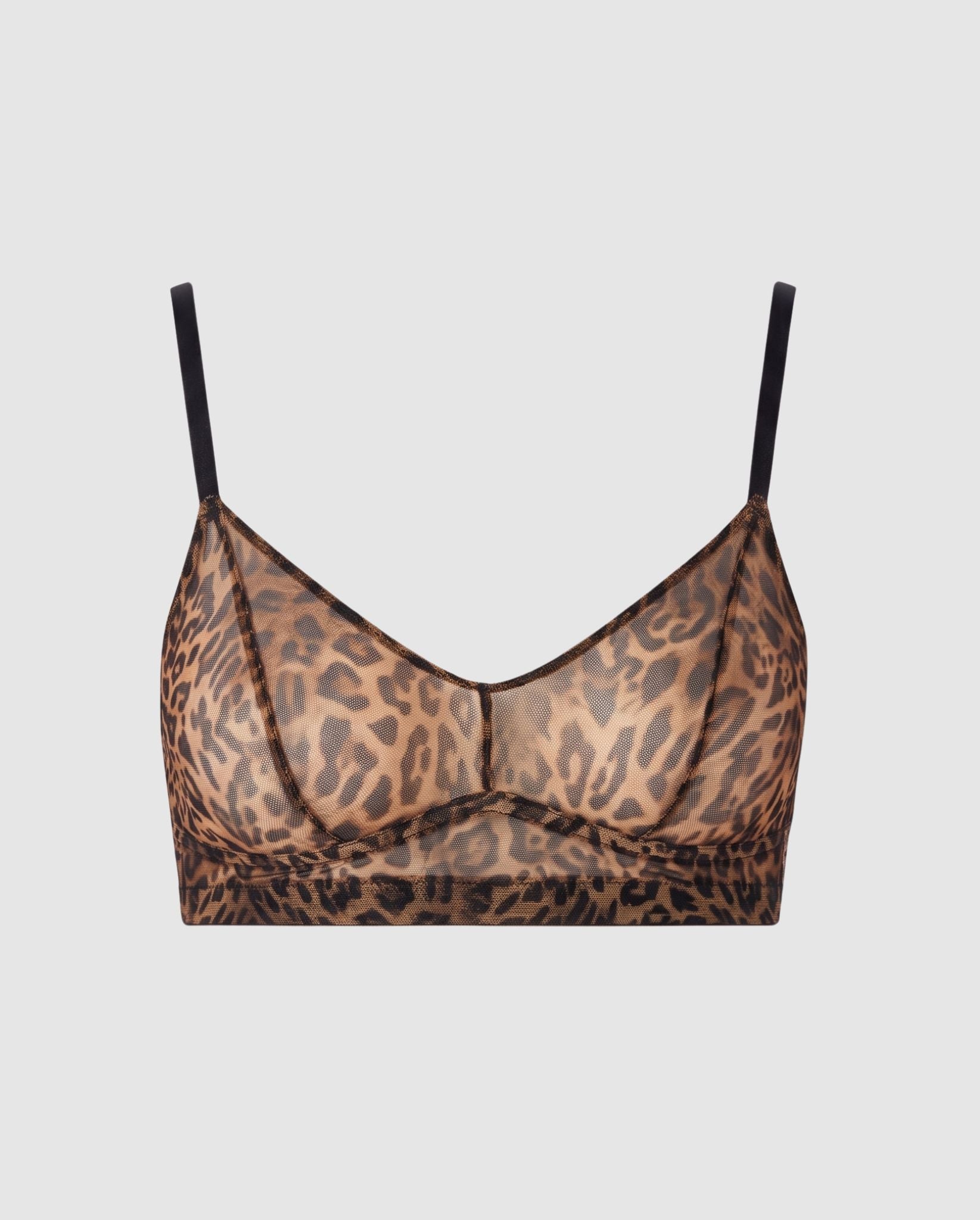 Understatement womens vegan Bralette Mesh Balconette Dark Leopard