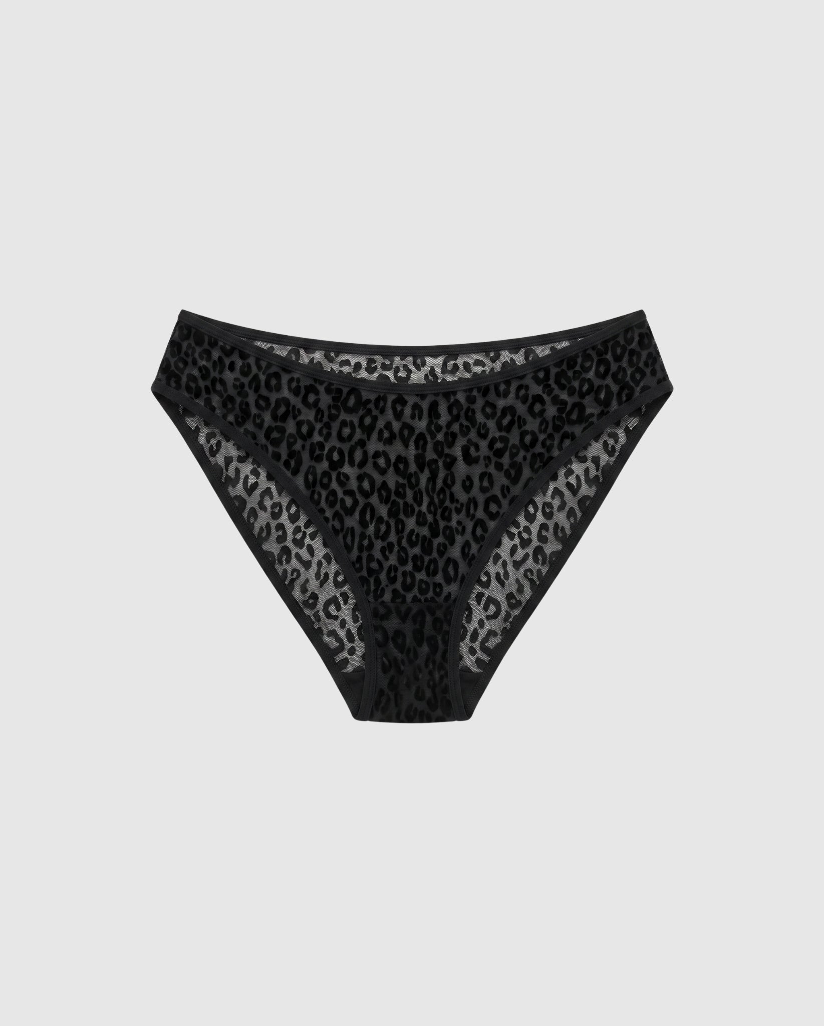 Understatement womens vegan Briefs Mesh Dipped Midi Black Leopard