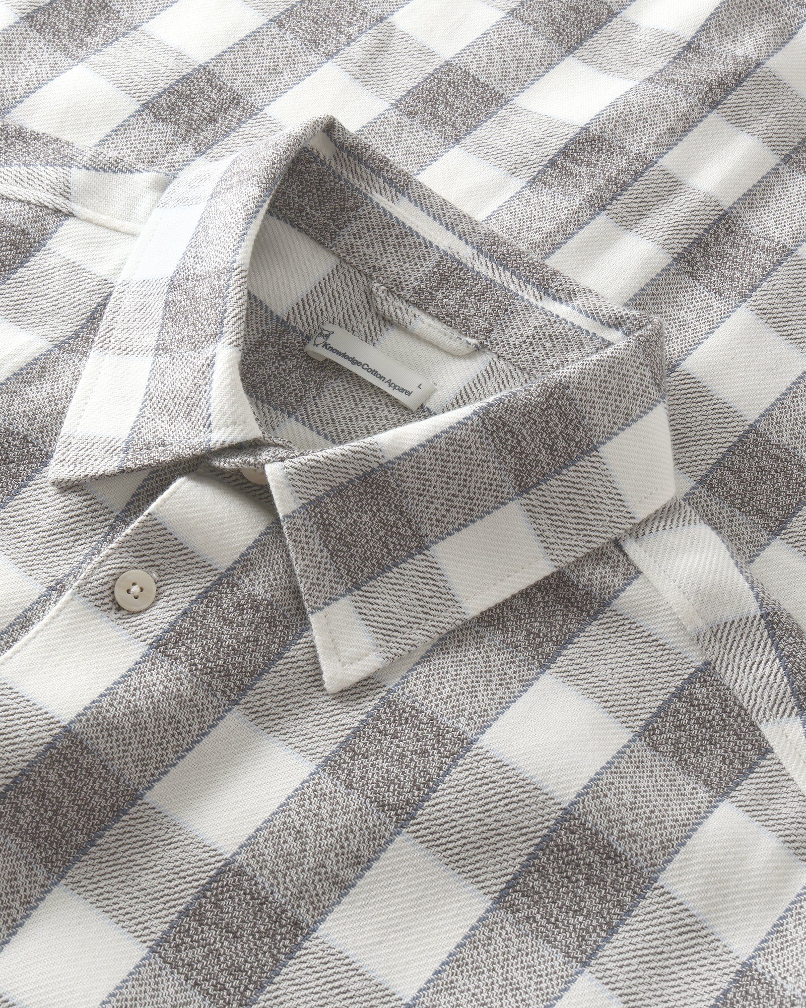 KnowledgeCotton Apparel men vegan Shirt Loose Check White Check