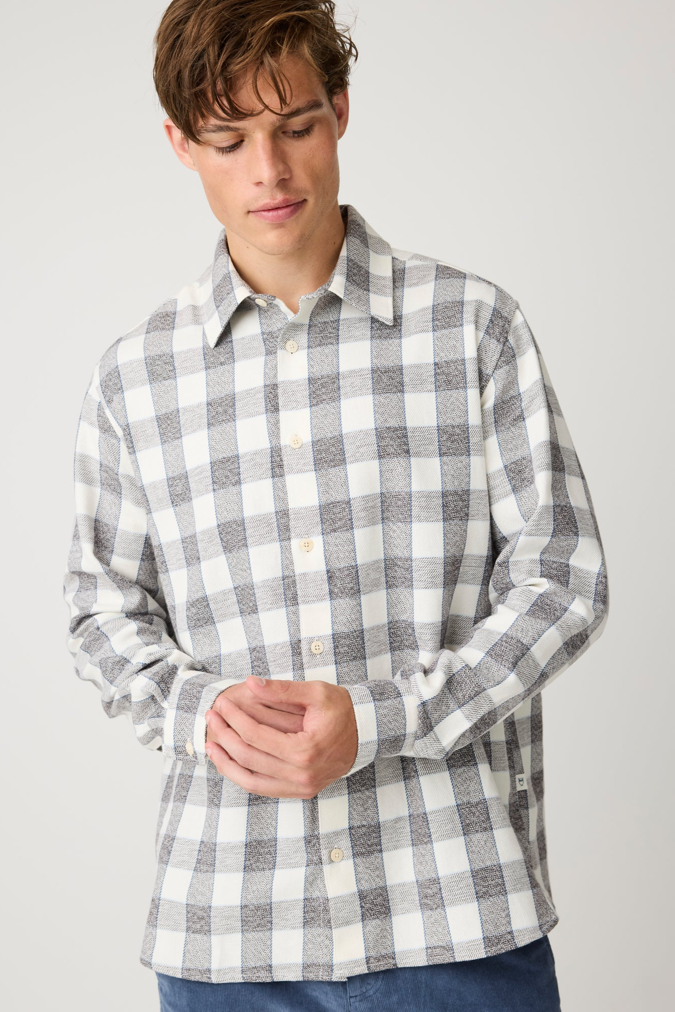 KnowledgeCotton Apparel Herren vegan Hemd Loose Check Wei&Atilde;Ÿ Kariert