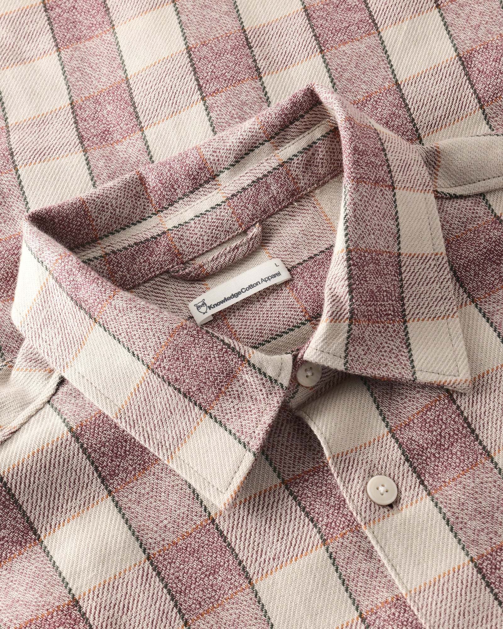 KnowledgeCotton Apparel men vegan Shirt Loose Check Brown Check