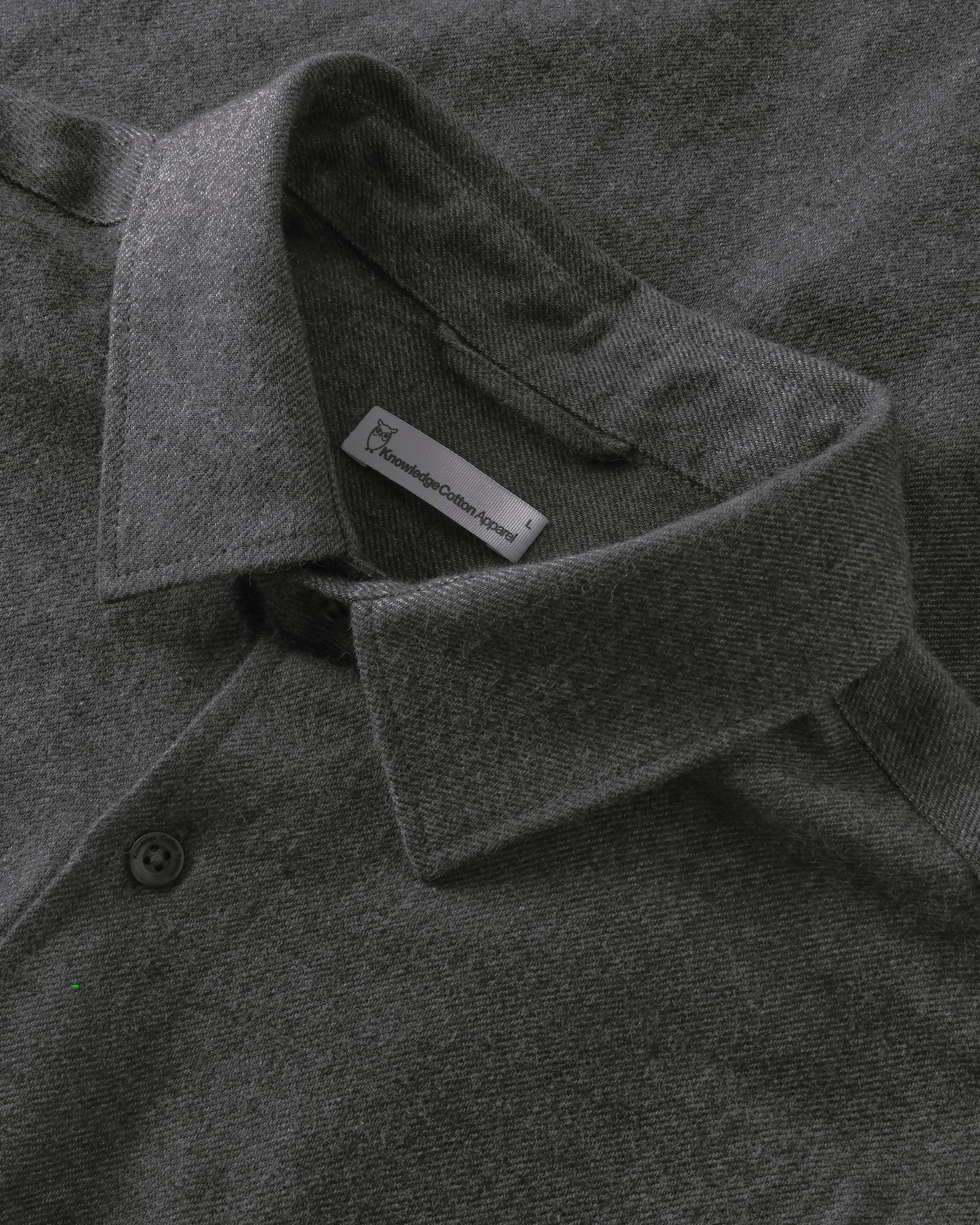 KnowledgeCotton Apparel men vegan Shirt Dune Regular Flannel Dark Grey Melange