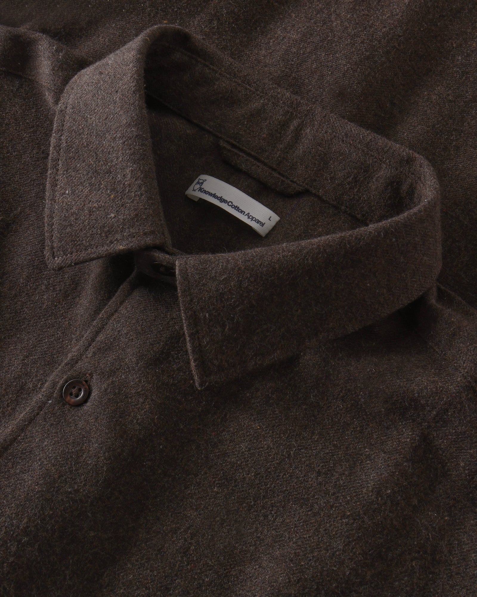 KnowledgeCotton Apparel men vegan Shirt Dune Regular Flannel Chocolate Torte