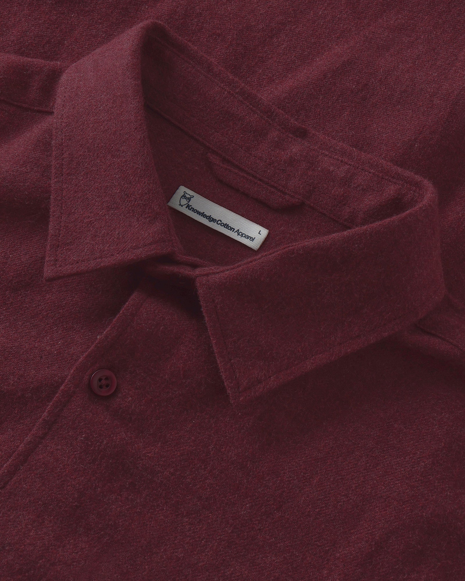 KnowledgeCotton Apparel men vegan Shirt Dune Regular Flannel Burgundy