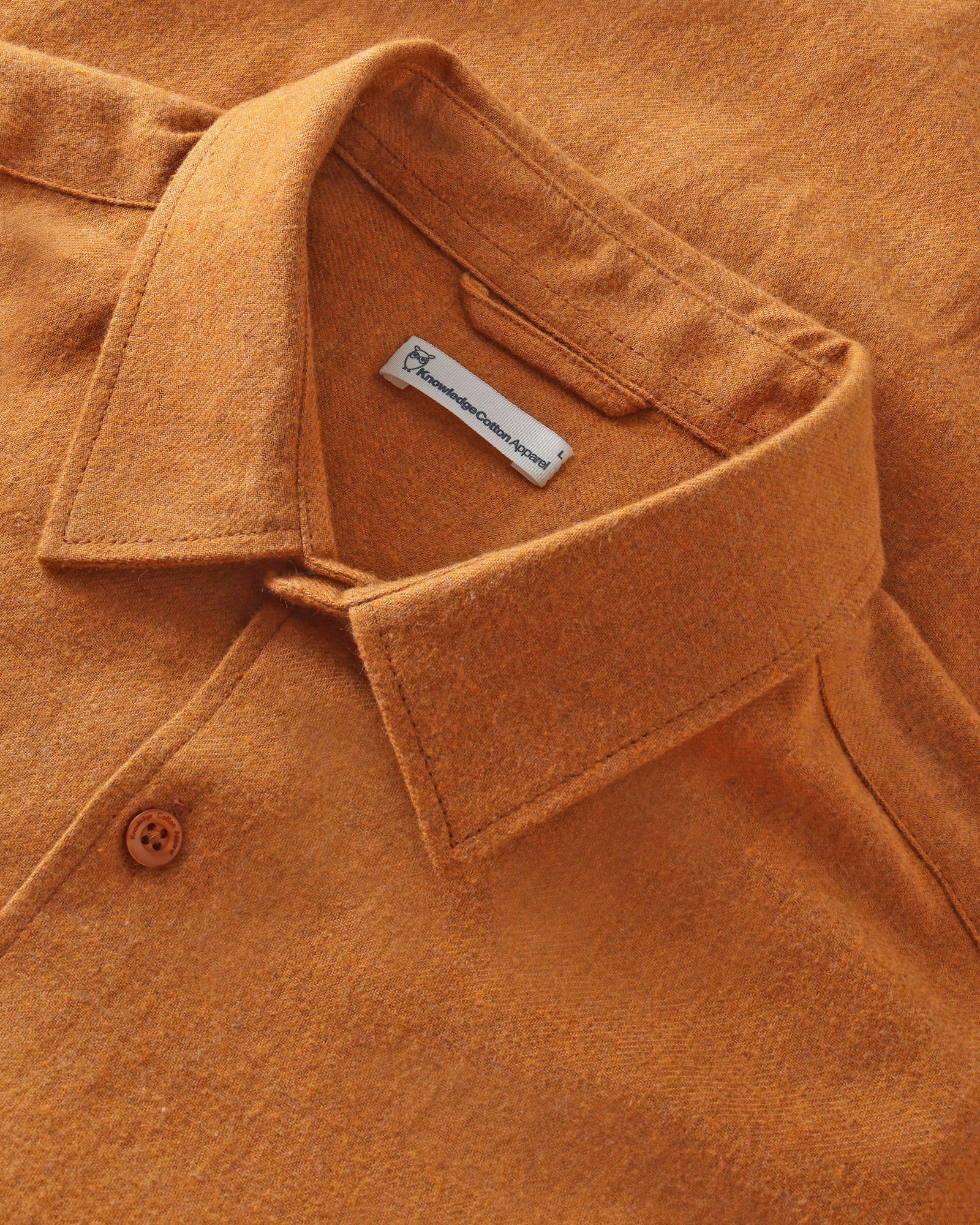 KnowledgeCotton Apparel men vegan Shirt Dune Regular Flannel Golden Oak