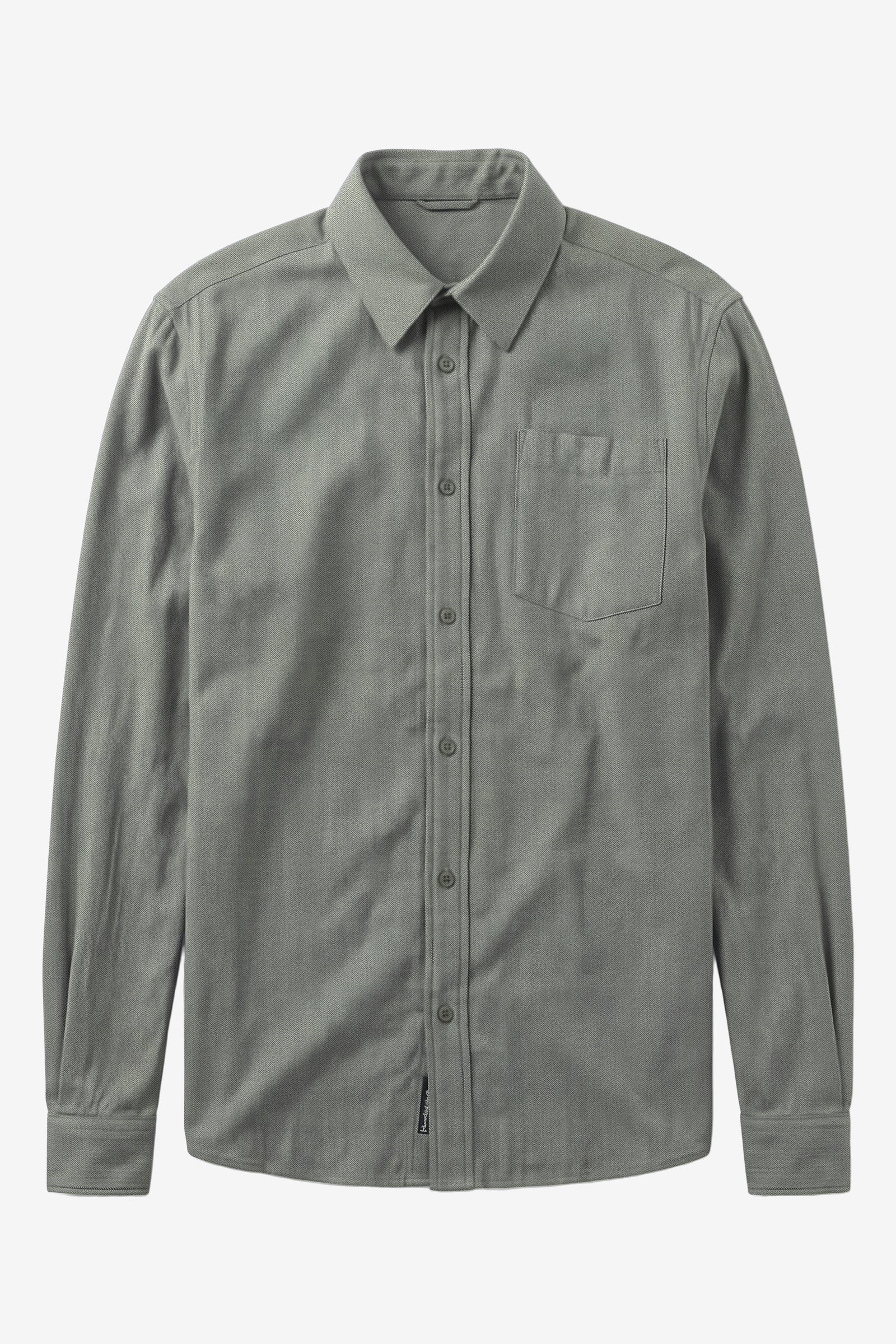 KnowledgeCotton Apparel Herren vegan Hemd Dune Regular Fischgrat Forest Night