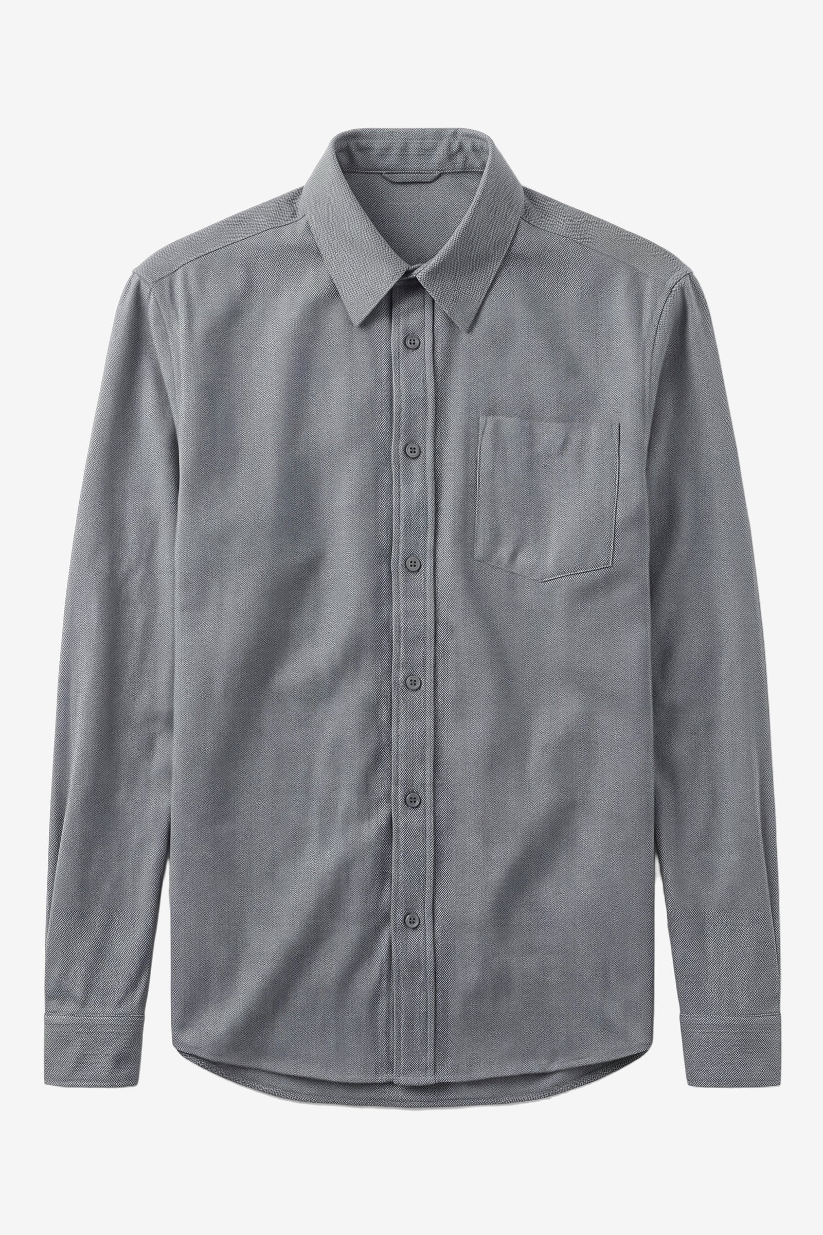KnowledgeCotton Apparel Herren vegan Hemd Dune Regular Fischgrat Night Sky