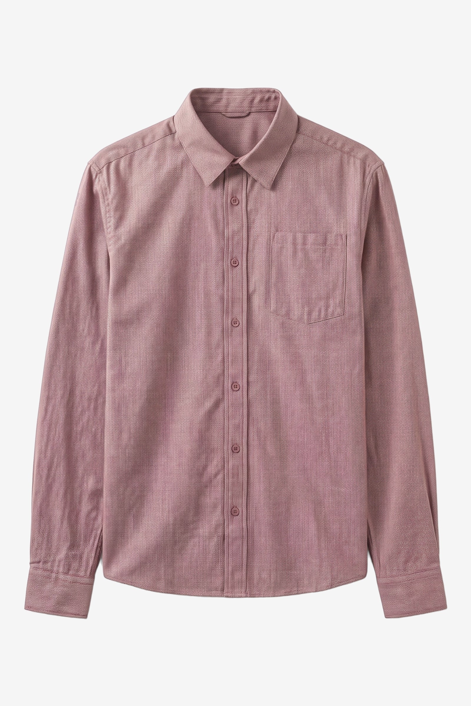 KnowledgeCotton Apparel Herren vegan Hemd Dune Regular Fischgrat Burgund