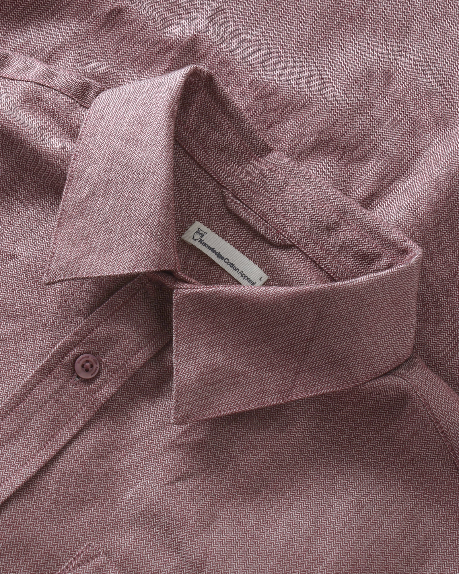 KnowledgeCotton Apparel men vegan Shirt Dune Regular Herringbone Burgundy