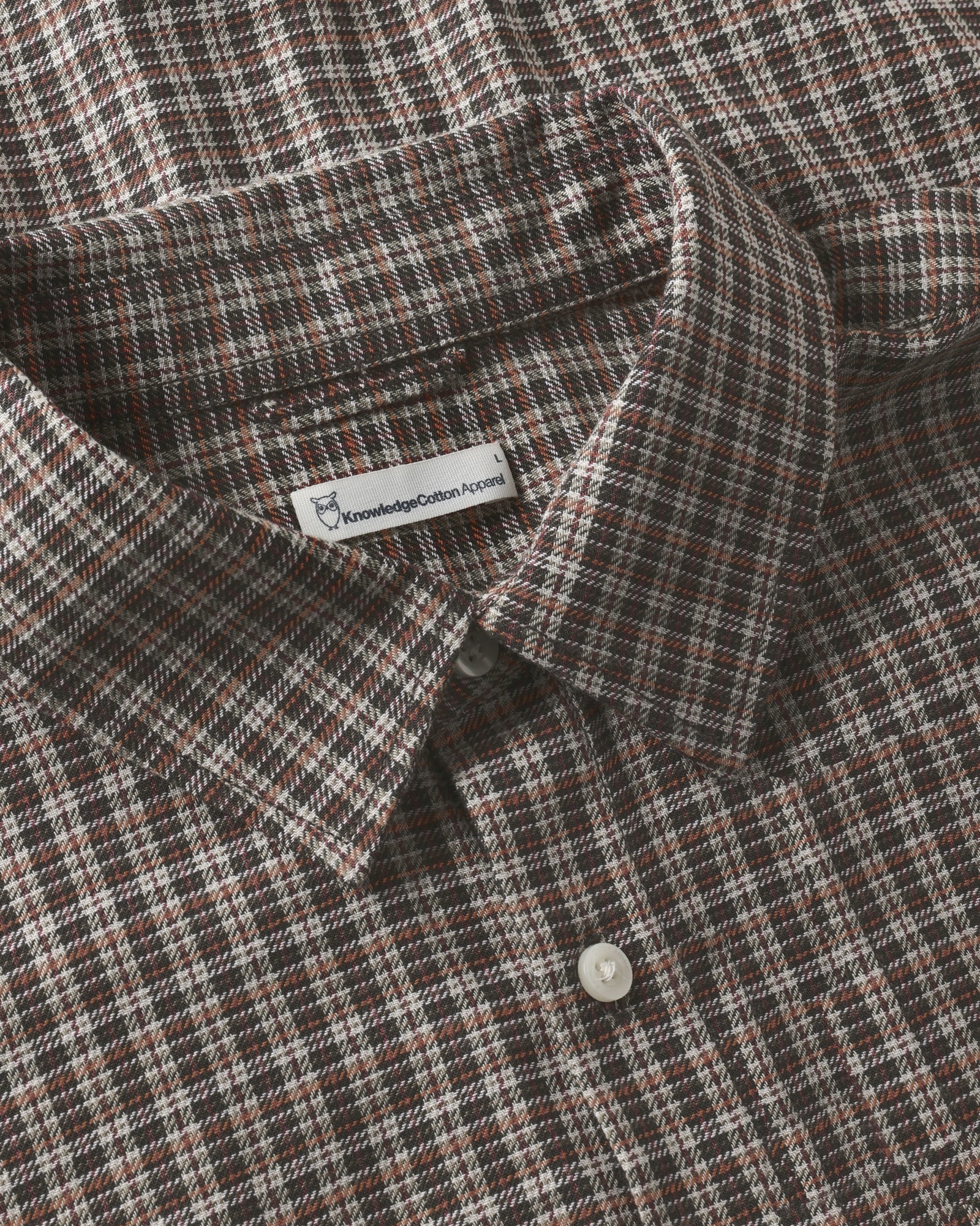 KnowledgeCotton Apparel men vegan Shirt Dune Regular Check Red Check