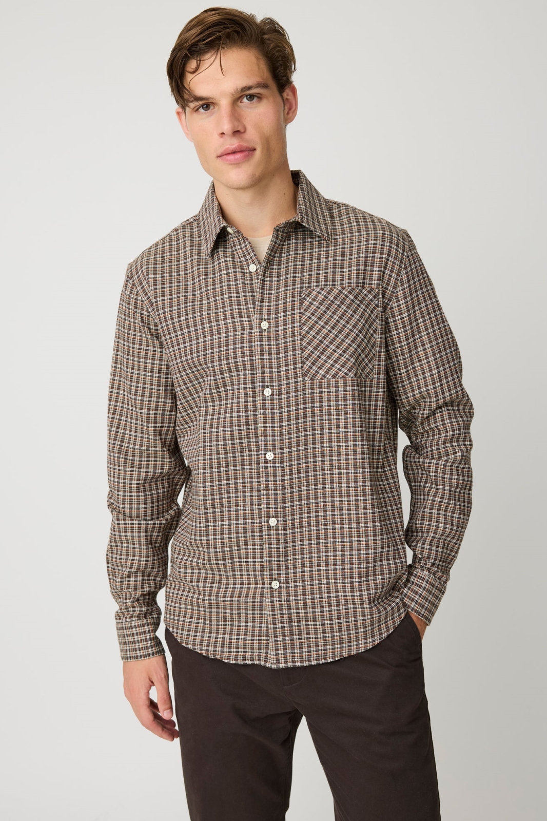 KnowledgeCotton Apparel Herren vegan Hemd Dune Regular Karo Rot