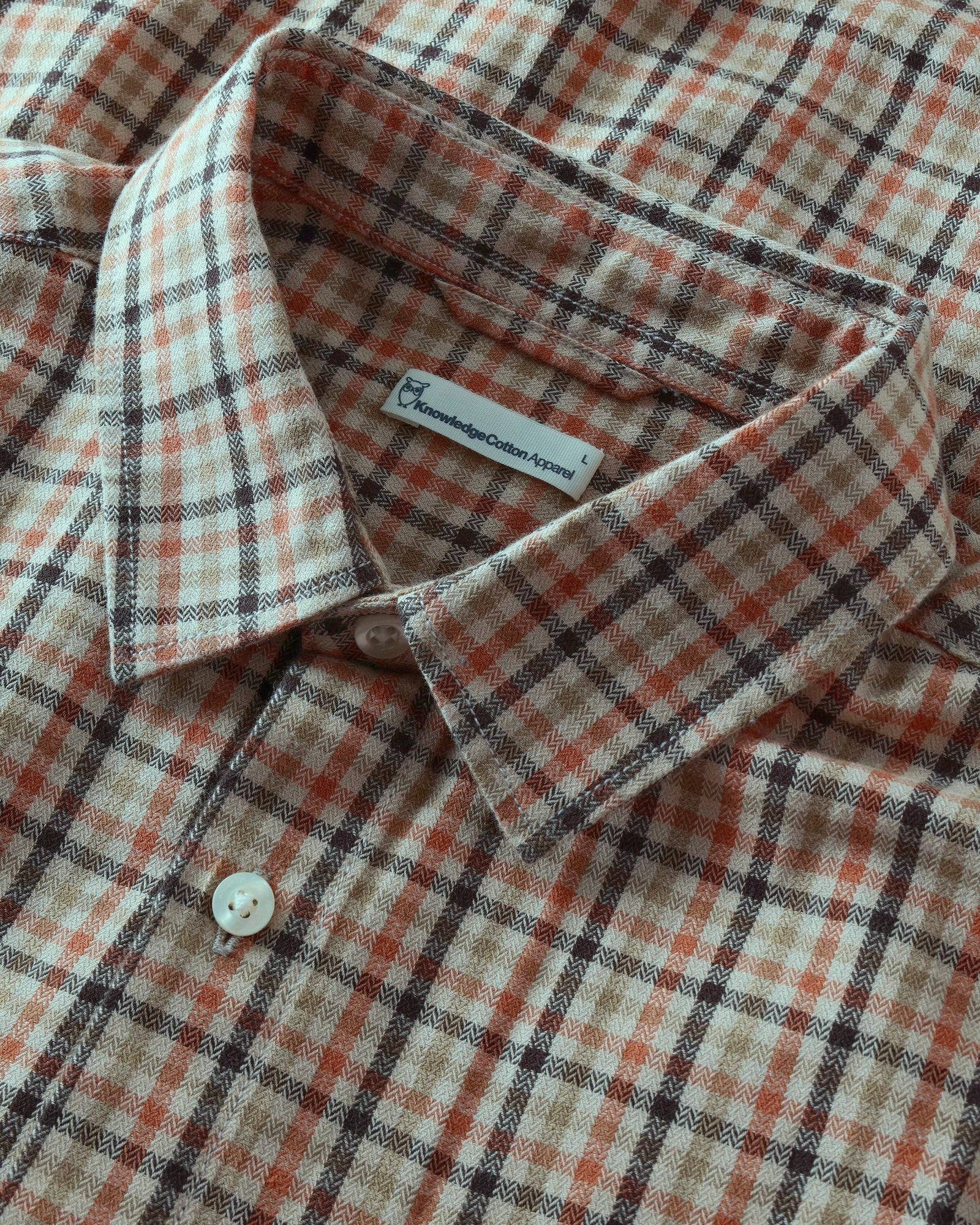 KnowledgeCotton Apparel men vegan Shirt Dune Regular Check Multi Check