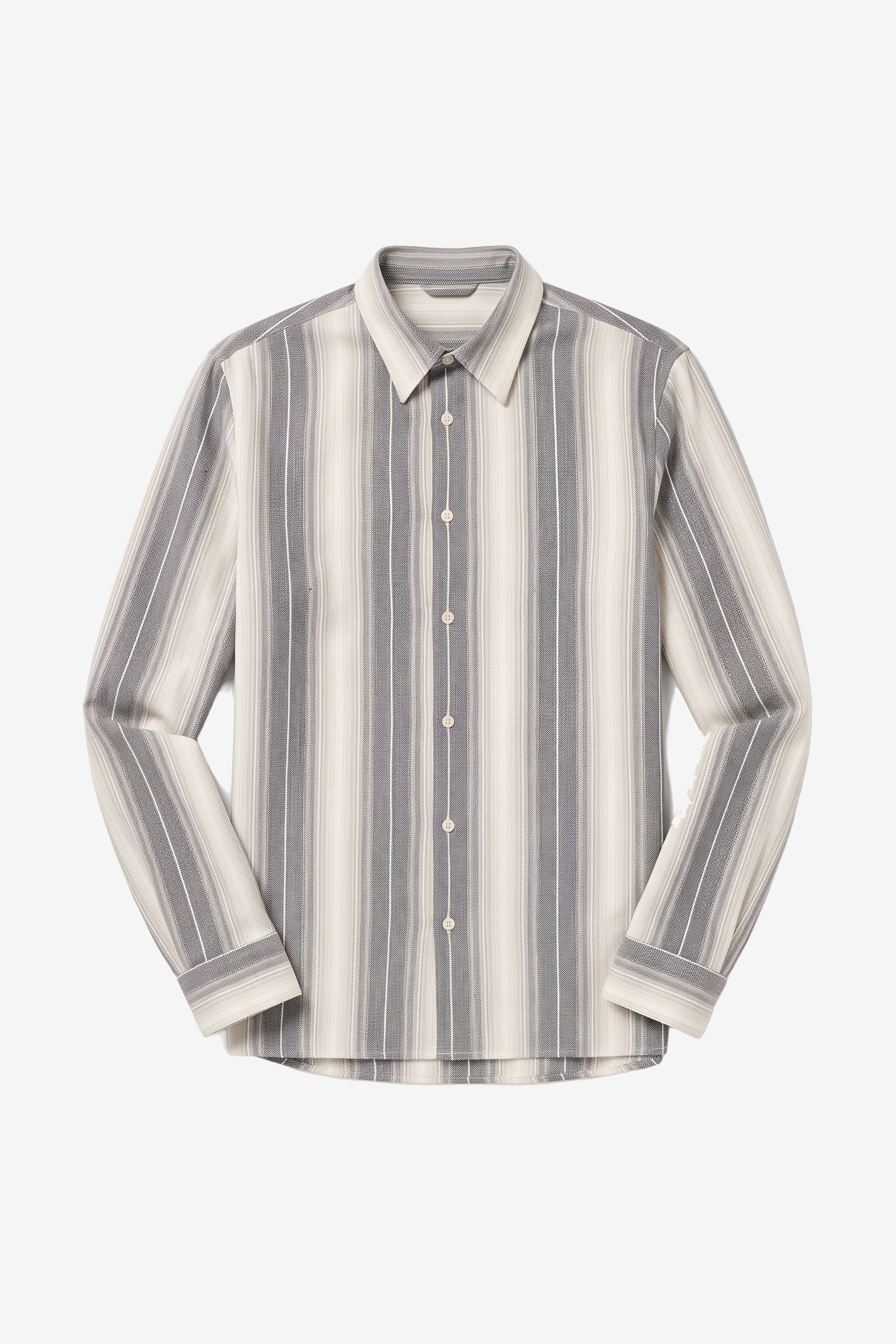 KnowledgeCotton Apparel Herren vegan Hemd Dune Regular Streifen Grau Gestreift