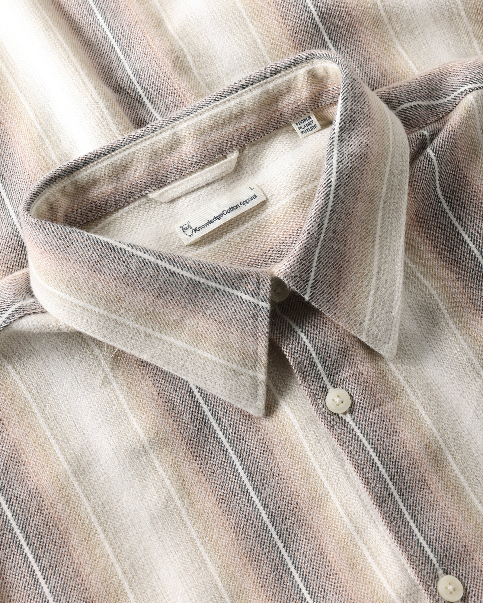 KnowledgeCotton Apparel men vegan Shirt Dune Regular Stripe Cream Stripe